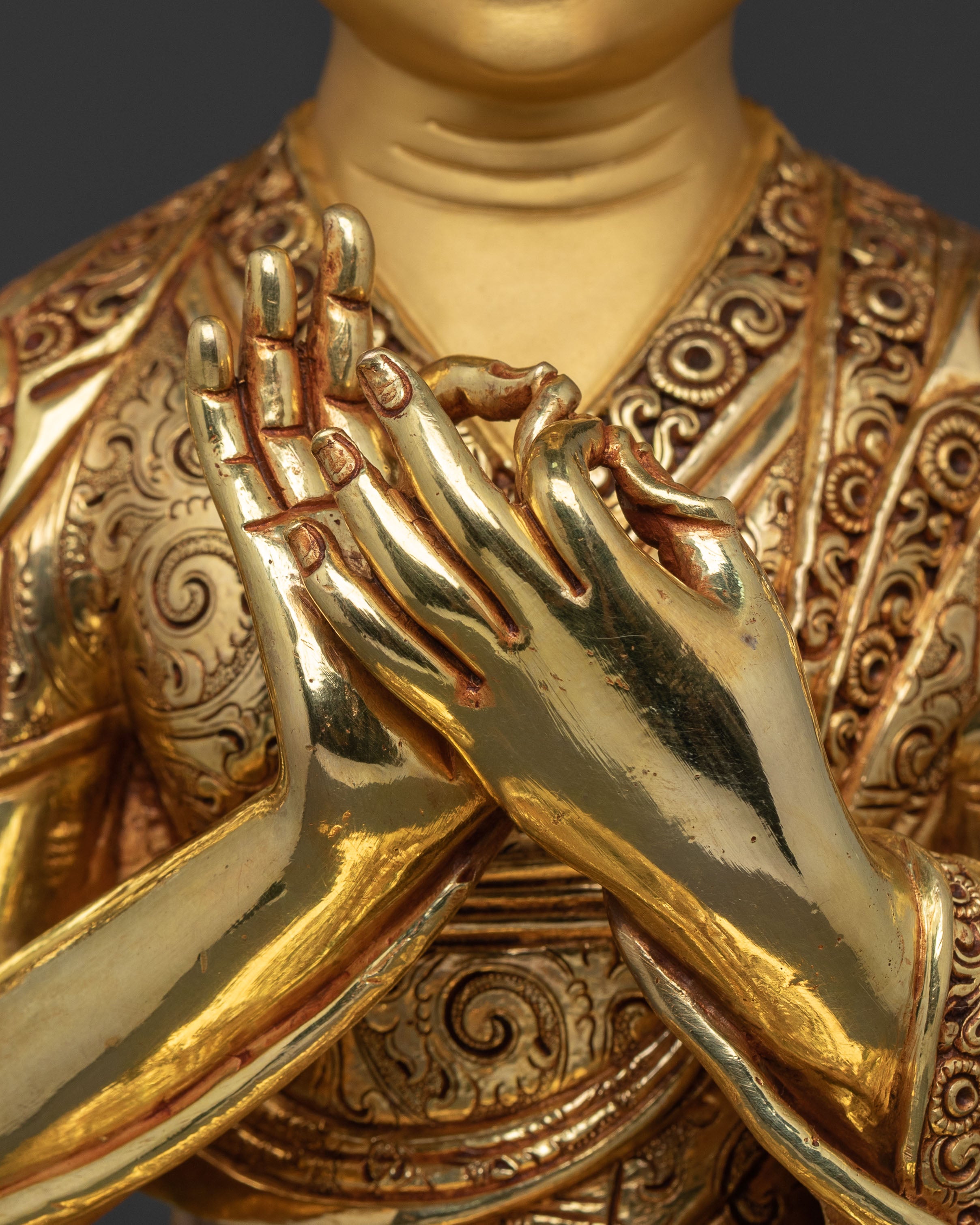 Buddhist Statue Set of Tsongkhapa with Disciples – Gilded Copper Masterpiece