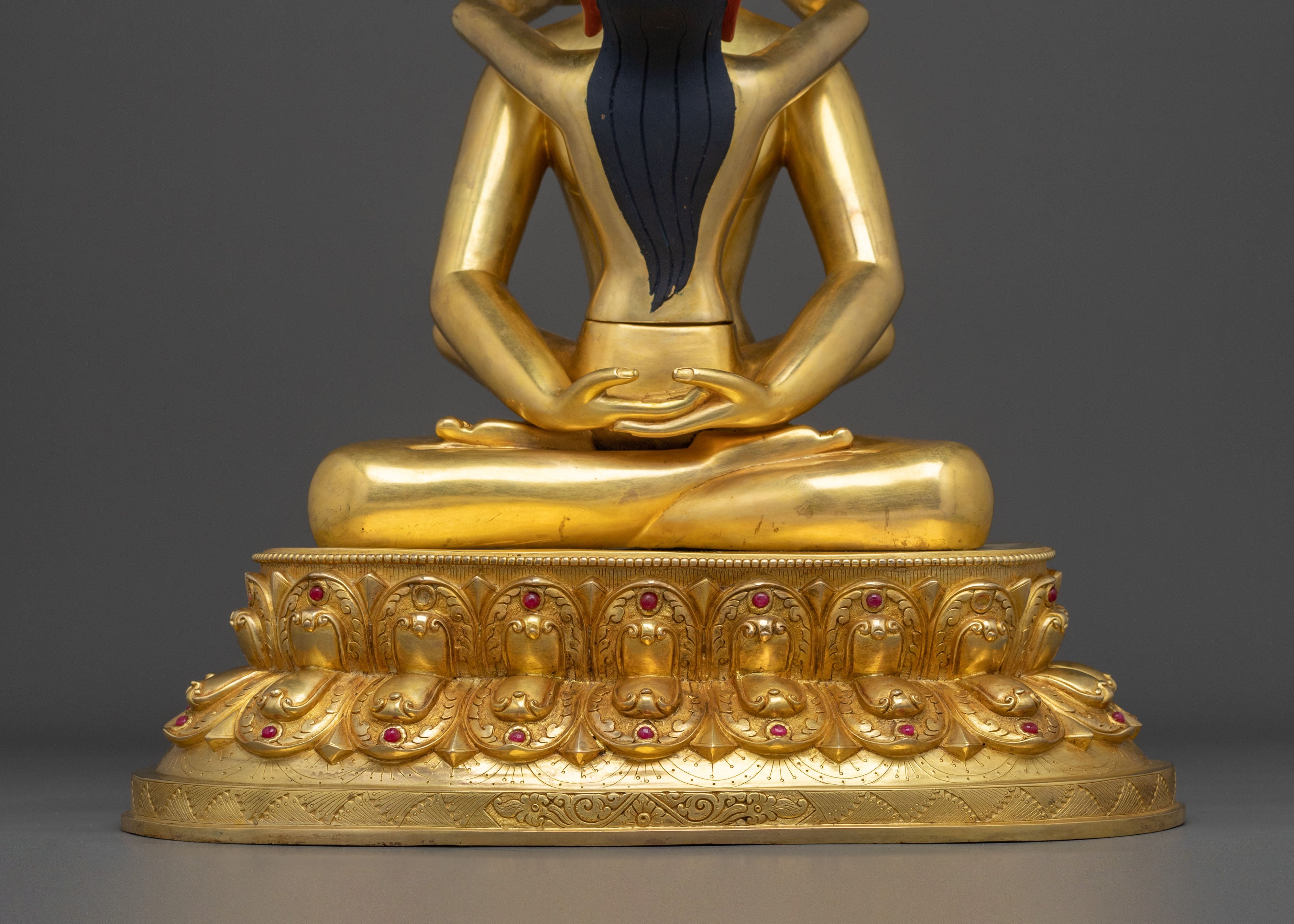 Samantabhadra with Consort Handmade Golden Statue: 24K Gold Gilded