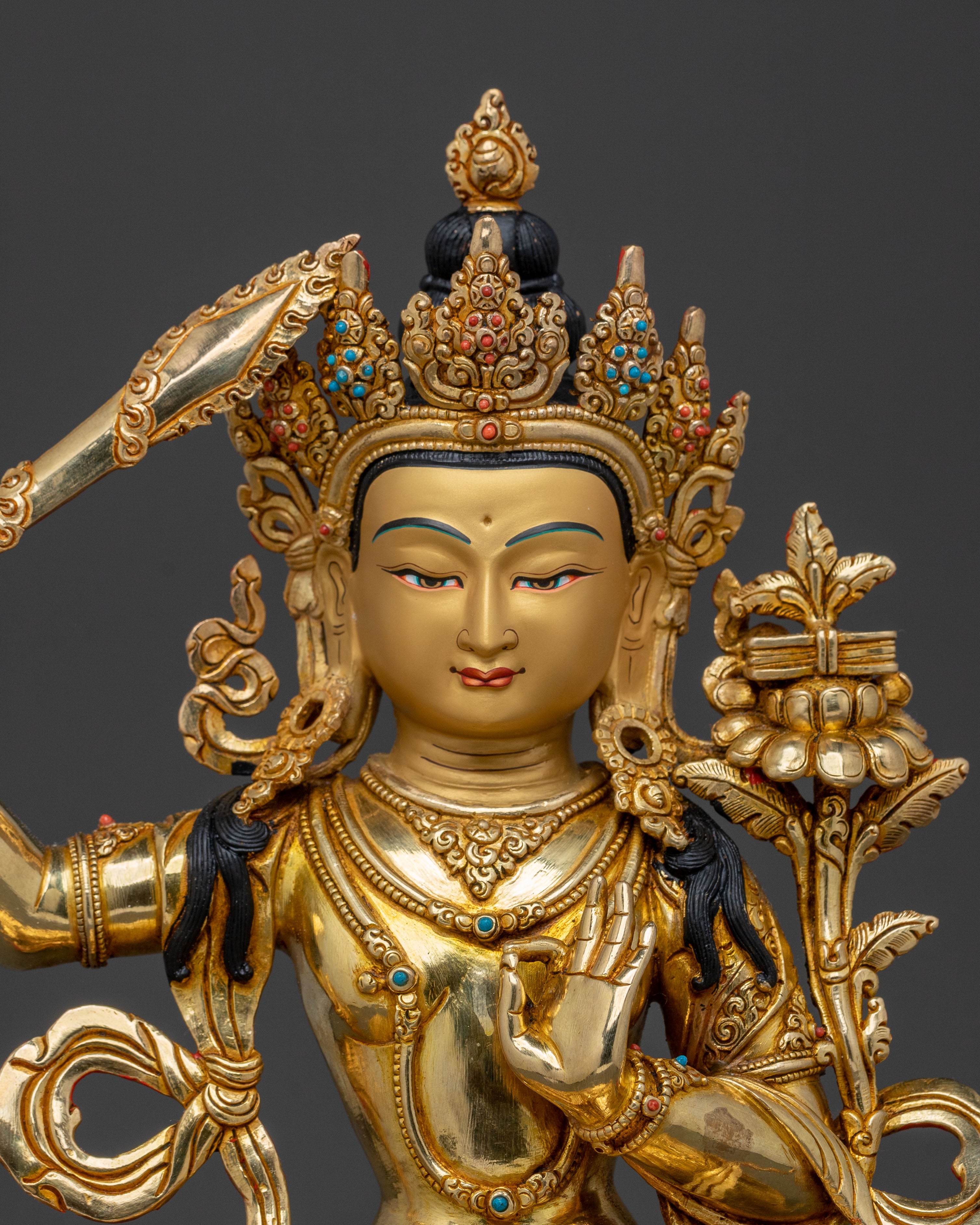 Manjushri Statue of Supreme Wisdom | 24K Gold Glided