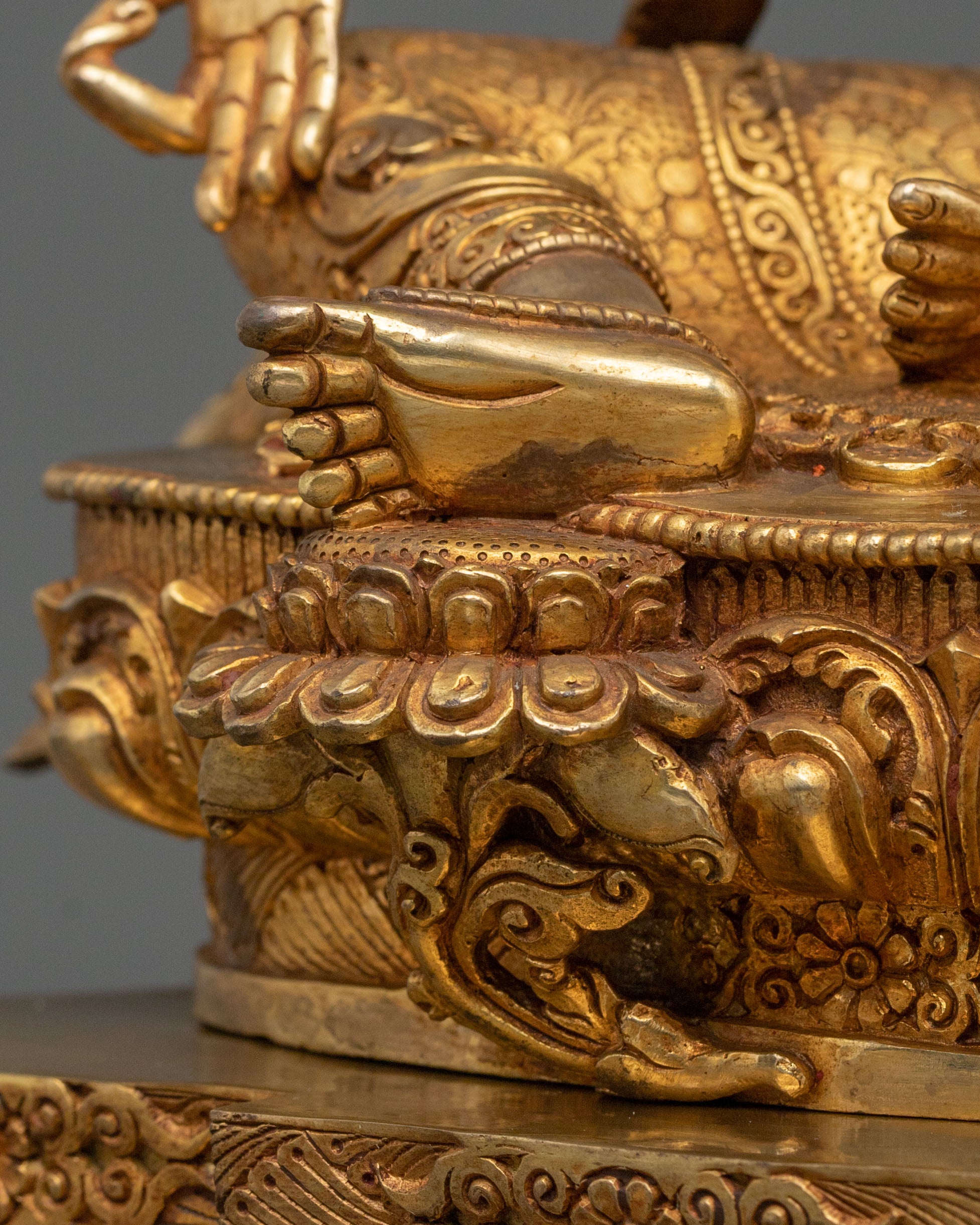 Green Tara Fire Gold Gilded Statue | Made in Nepal