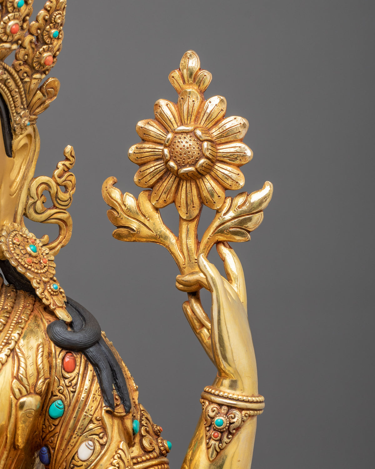 Chenrezig Sculpture | Hand-Carved 24K Gold Gilded Figurine