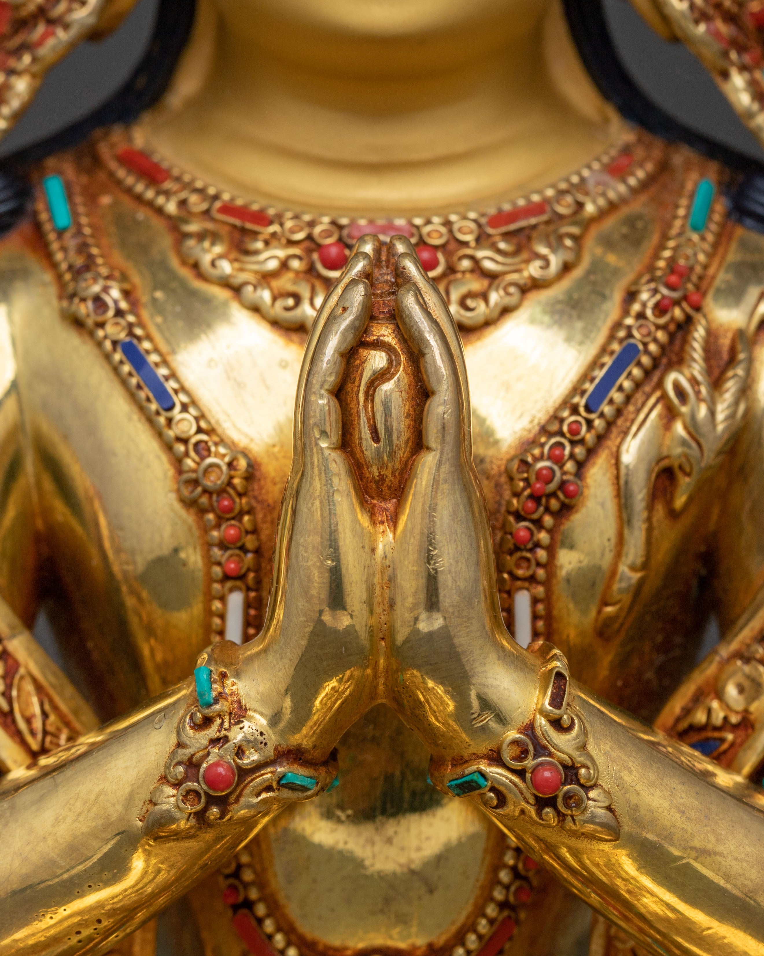 Chenrezig Sacred Statue: 24K Gold Gilded Bodhisattva