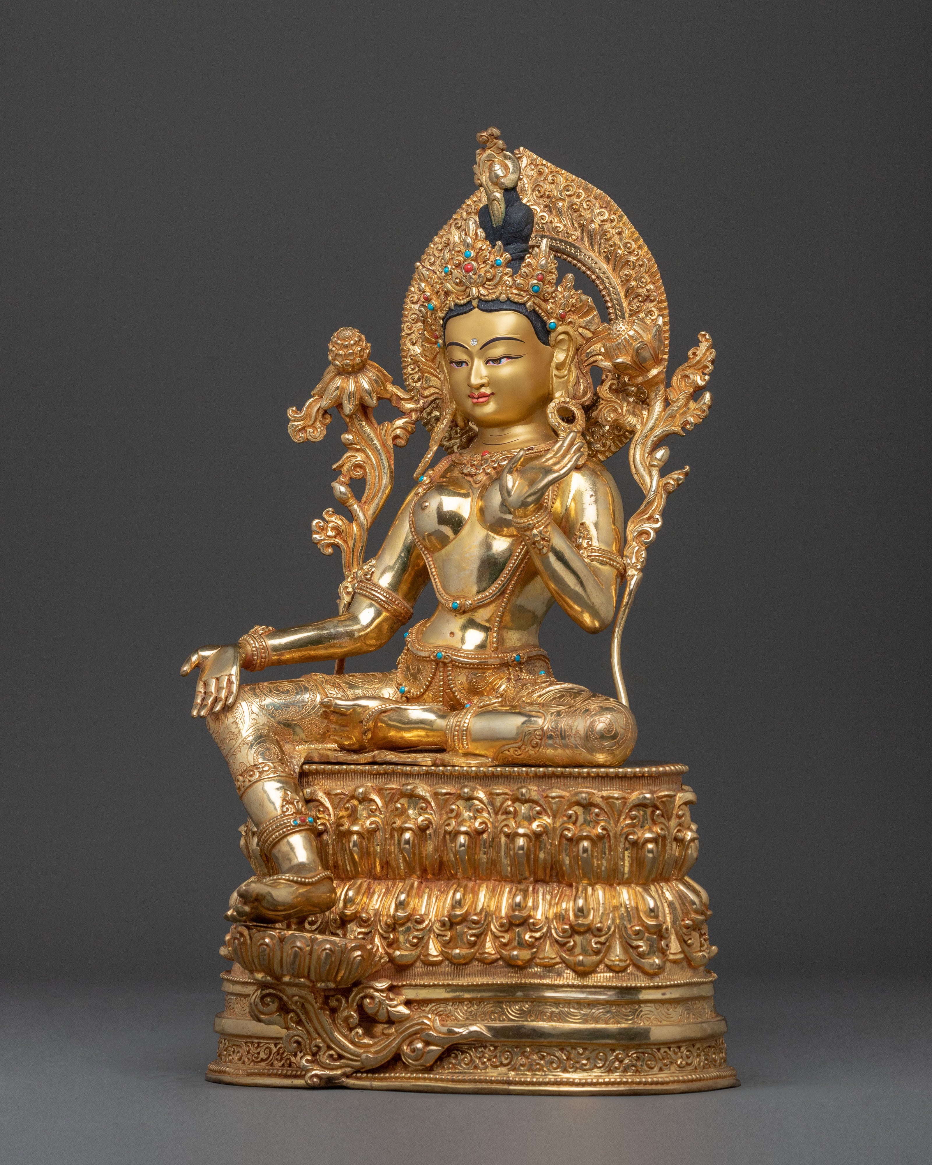 Syama Tara Handcrafted Statue – Exquisite 24K Gold Gilded