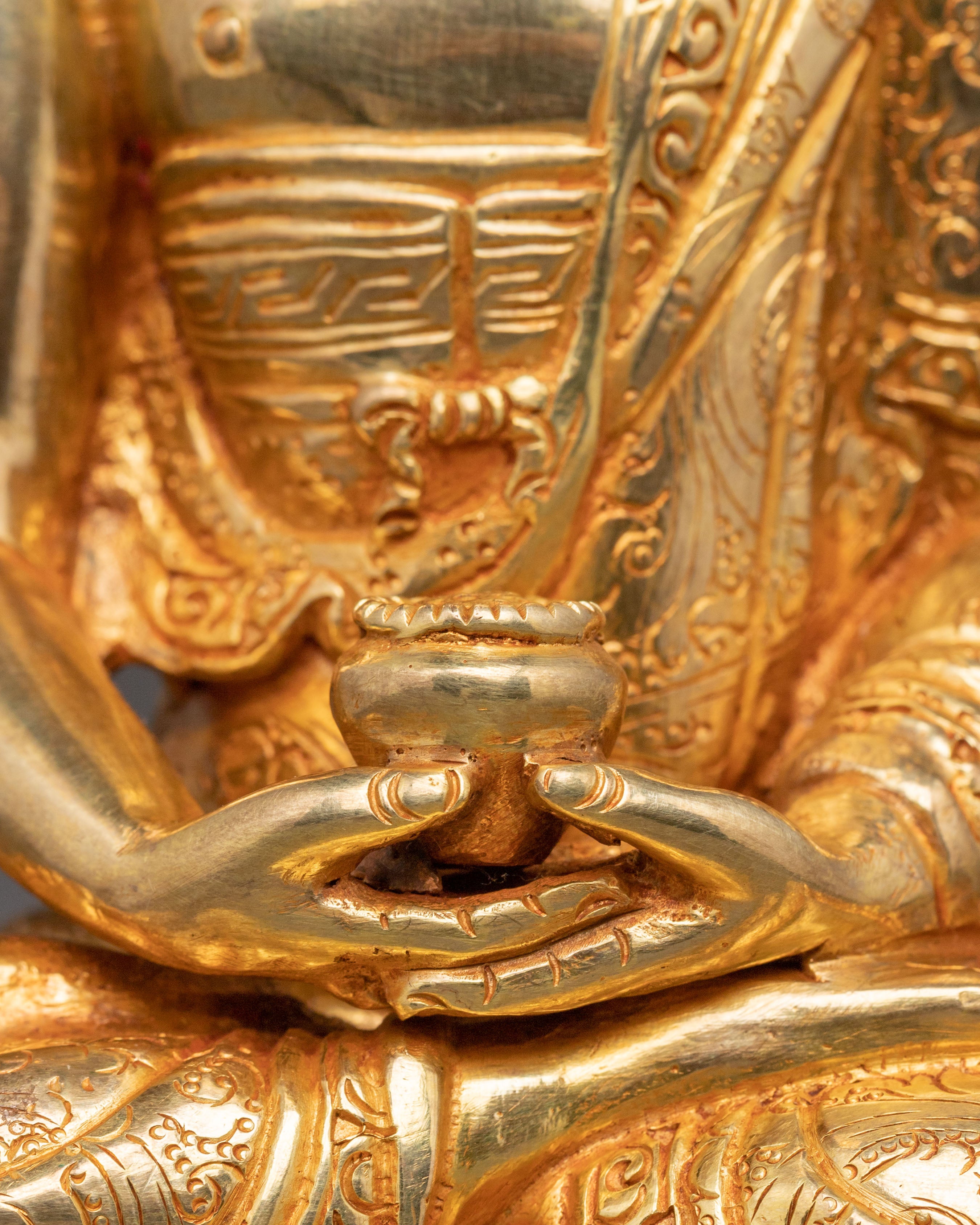 Serene Amitabha Buddha Statue - 24K Gold Gilded Art