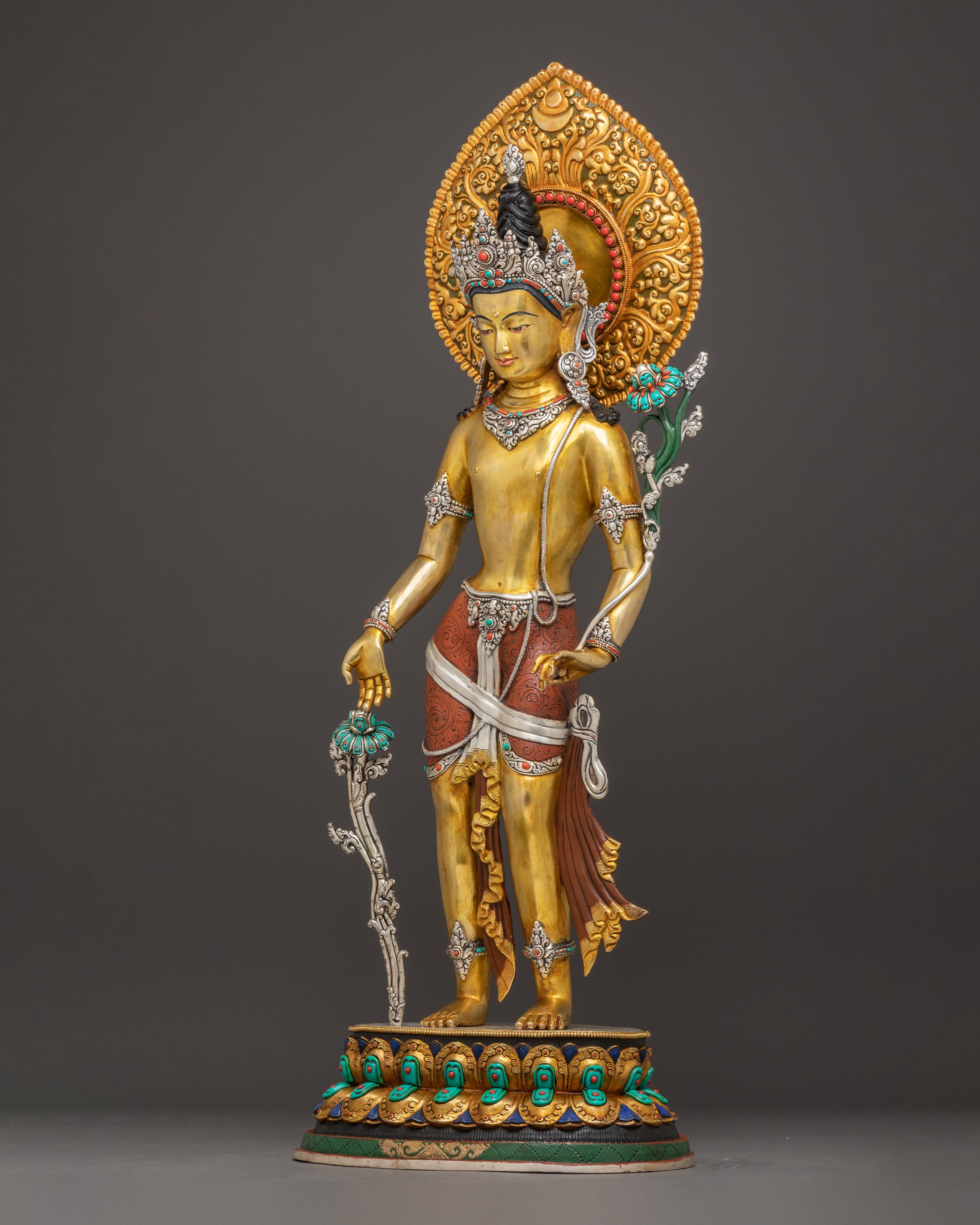 Golden Lokeshwor Statue: Bodhisattva of Compassion