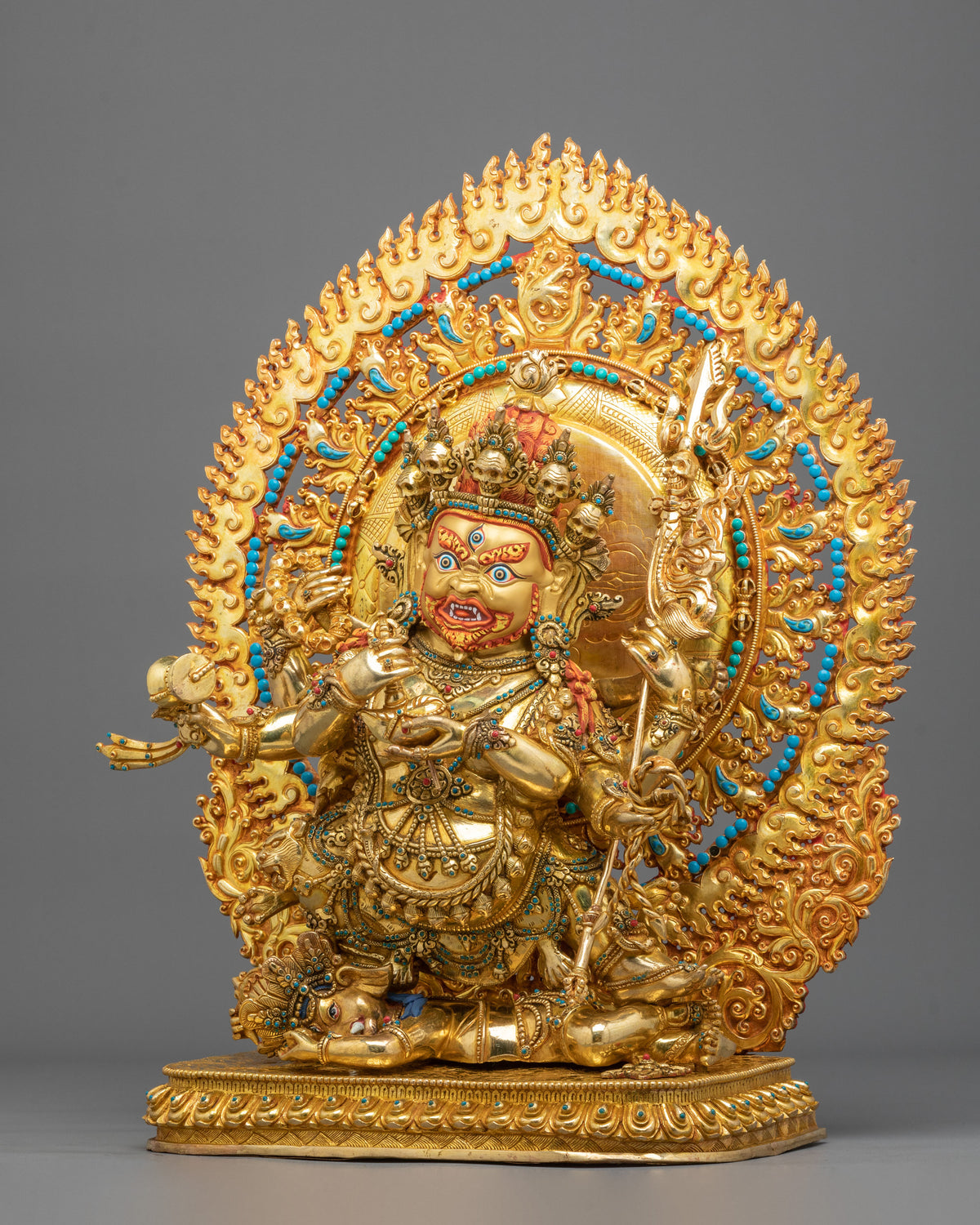 Six Armed Mahakala Copper Figurine | Tibetan Buddhist Protector
