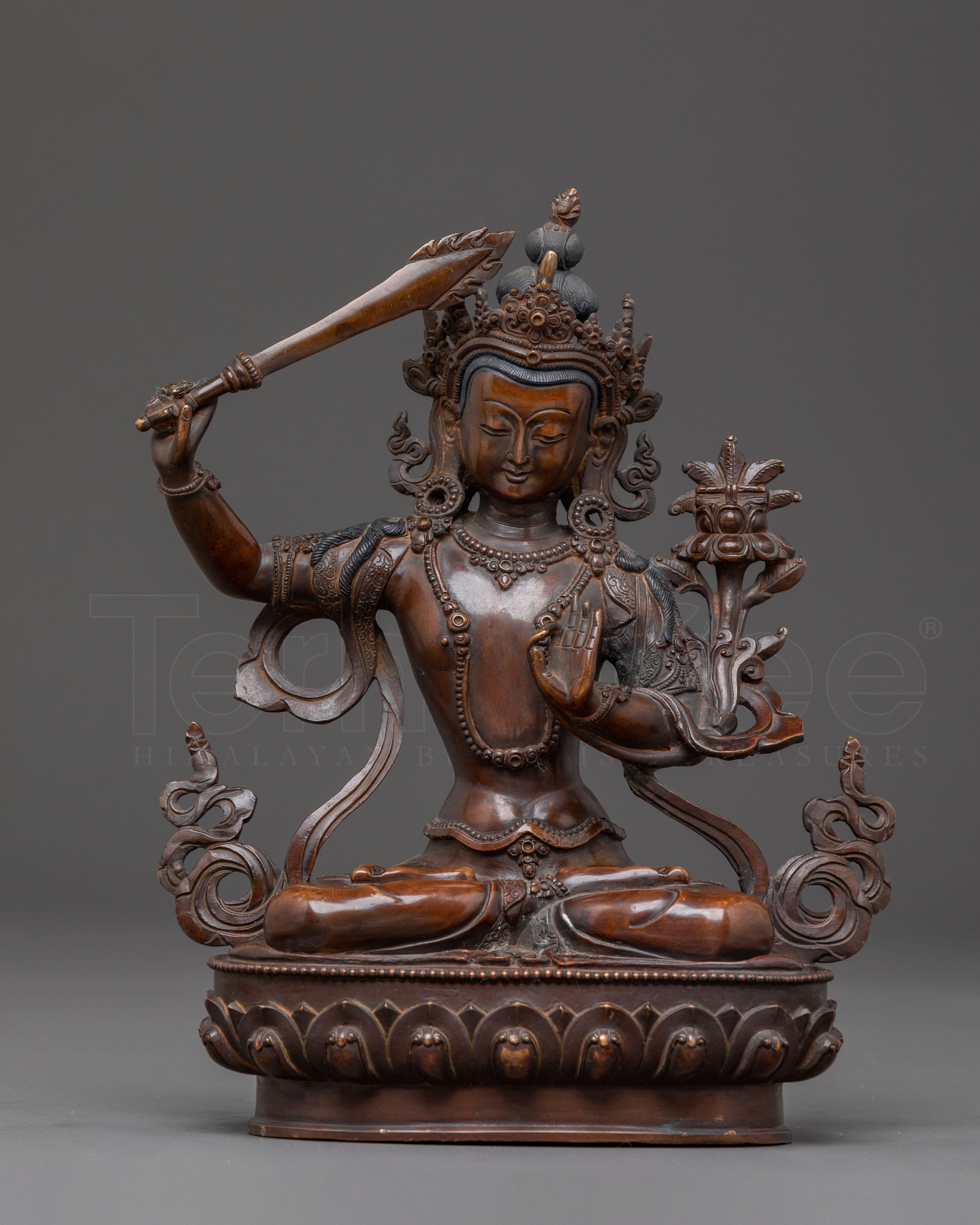 Handcrafted Manjushri Statue of Power and Wisdom