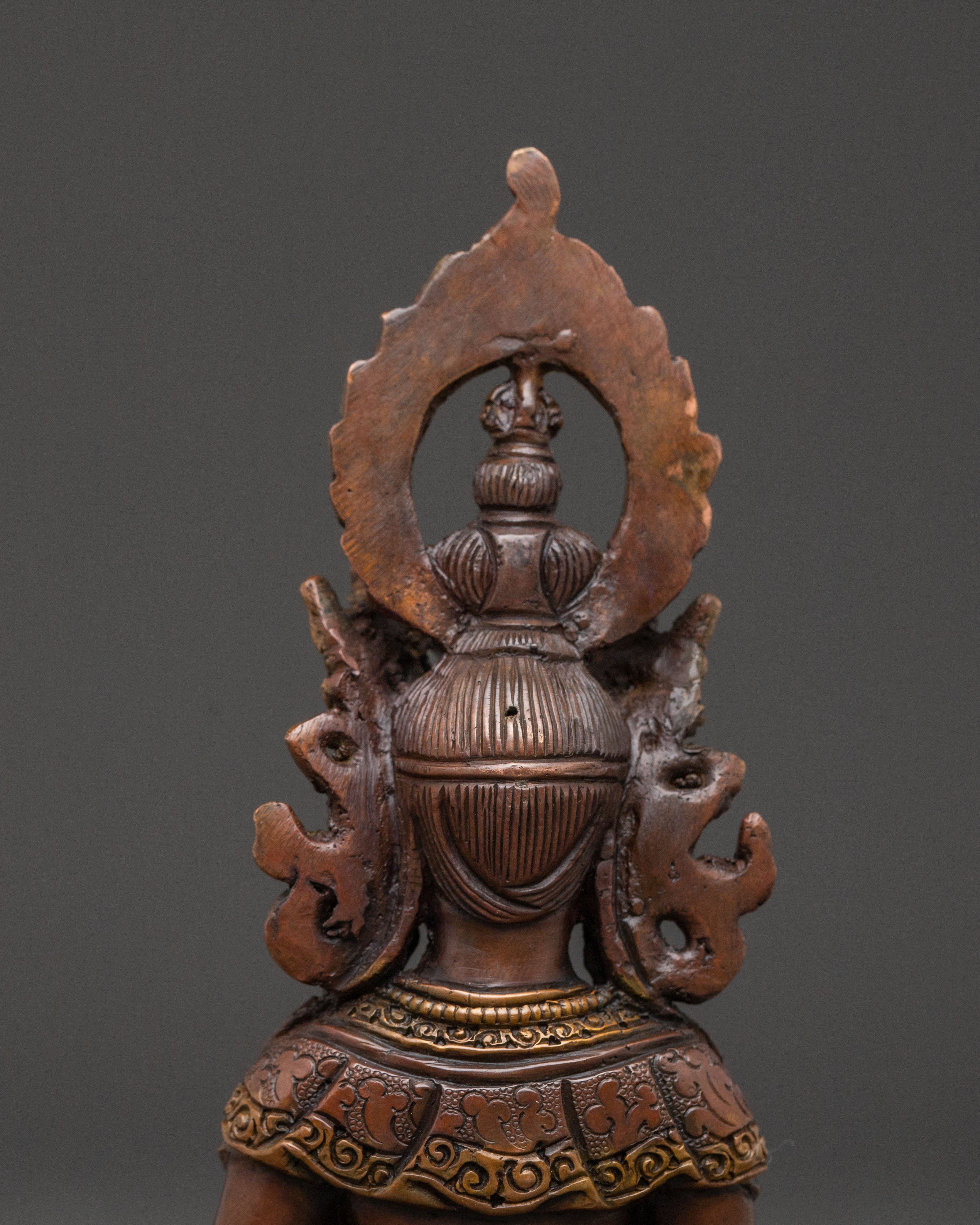 Amitayus Peaceful Longevity Statue - Oxidized Copper