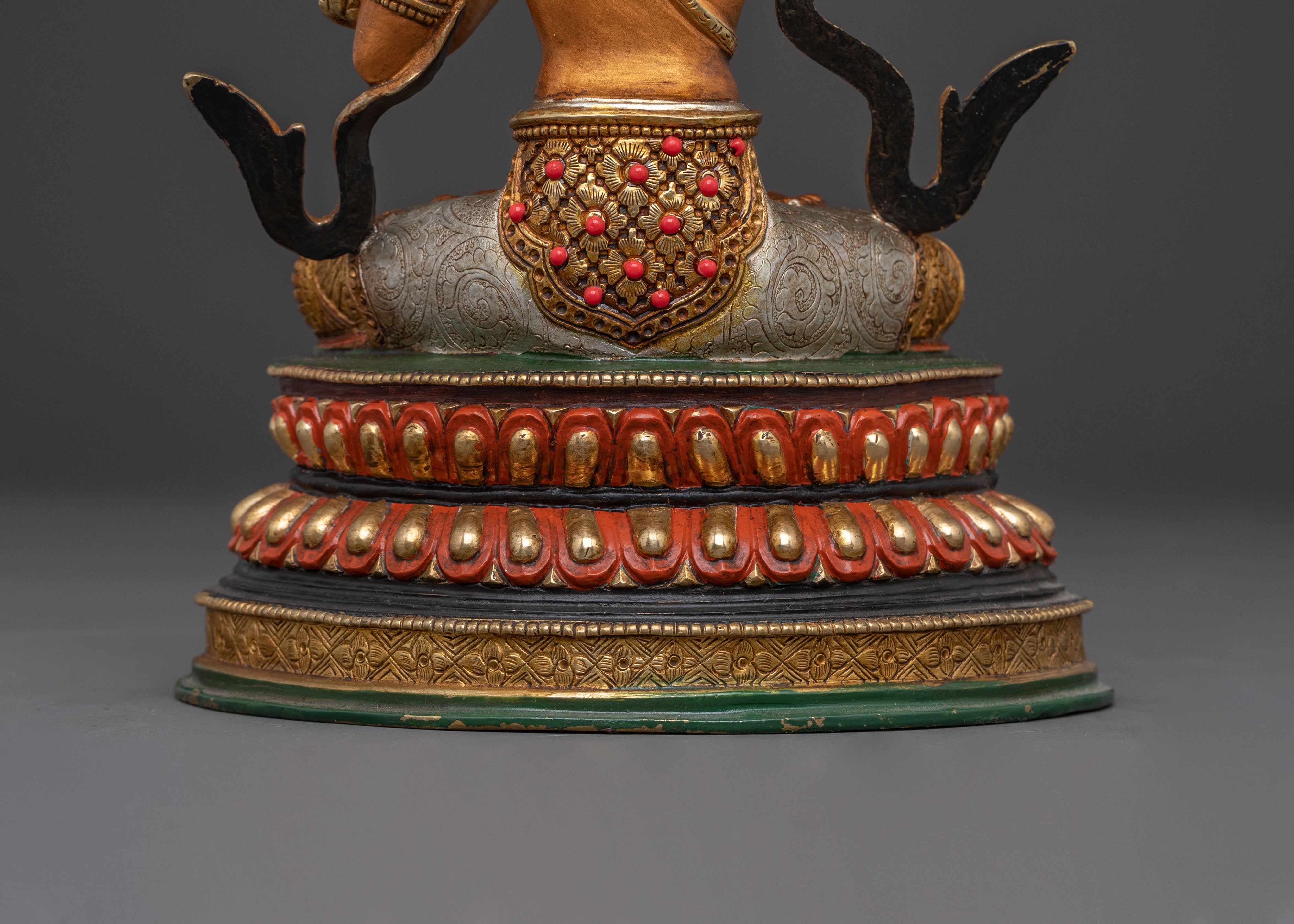 Manjushri Tibetan Sacred Statue - 24K Gold Gilded Serenity
