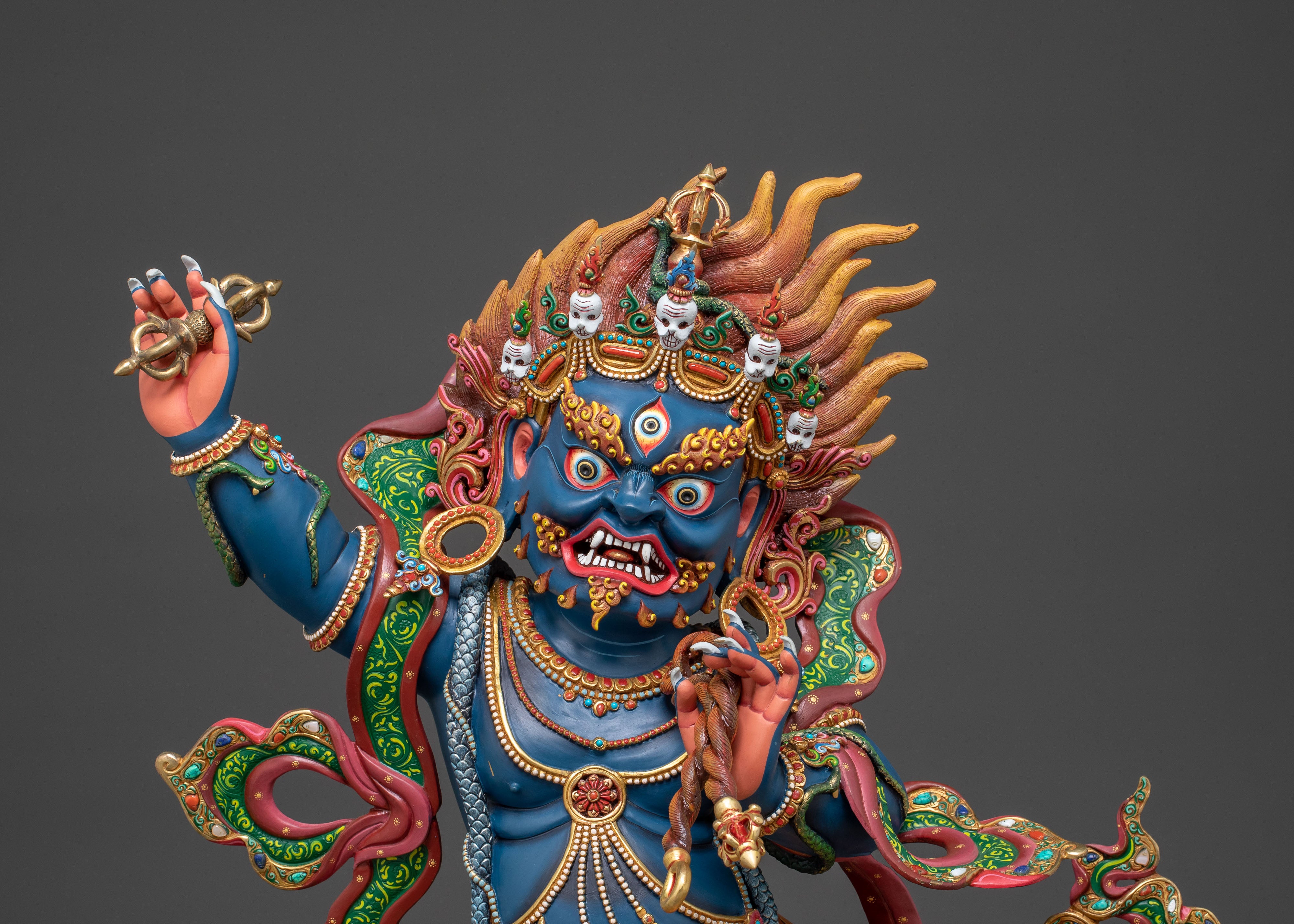 Golden Vajrapani Blessing Statue: Gilded Majesty from Nepal