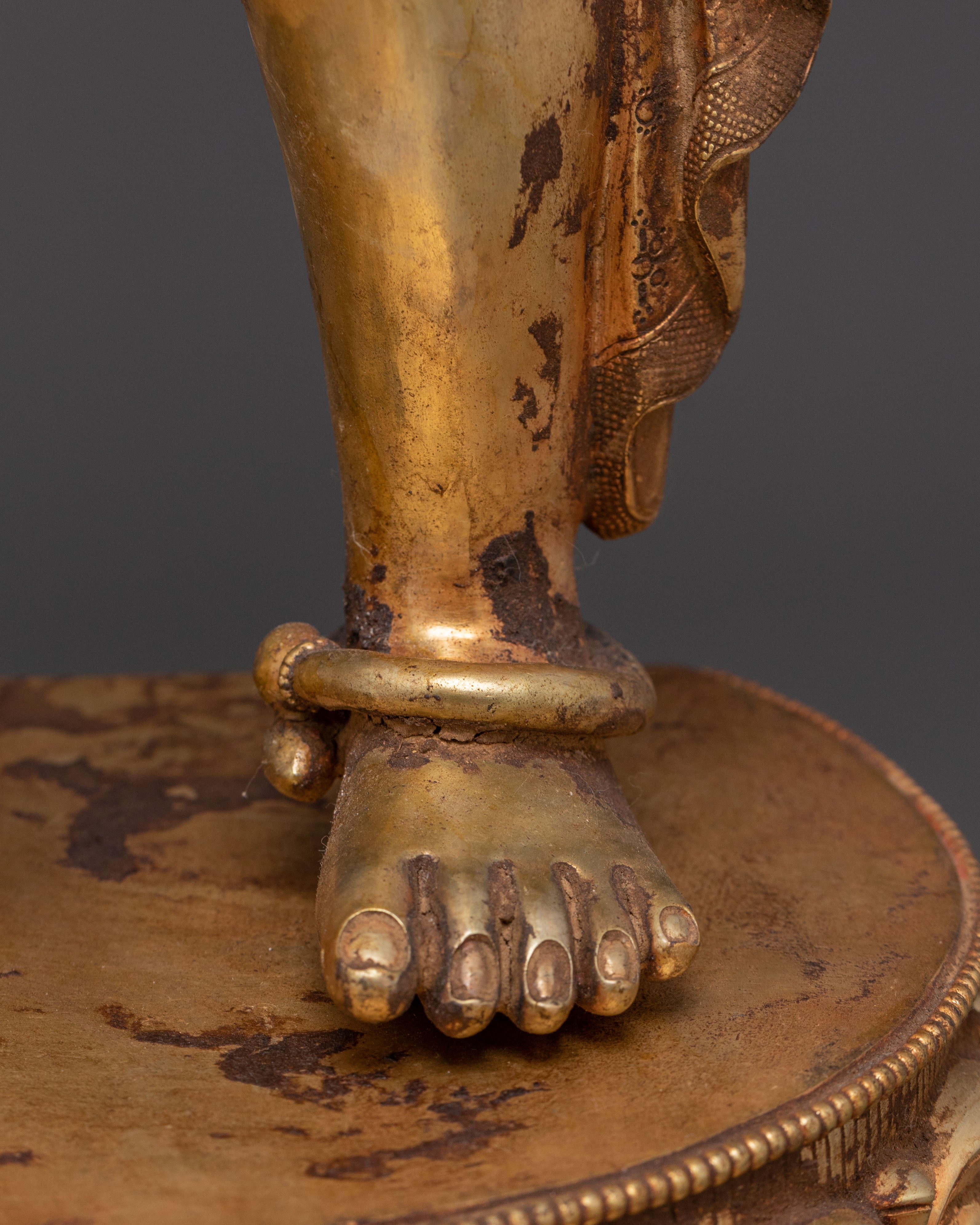 Handcrafted Lokeshwor Blessing Statue | 24K Gold Gilded Antique Statue