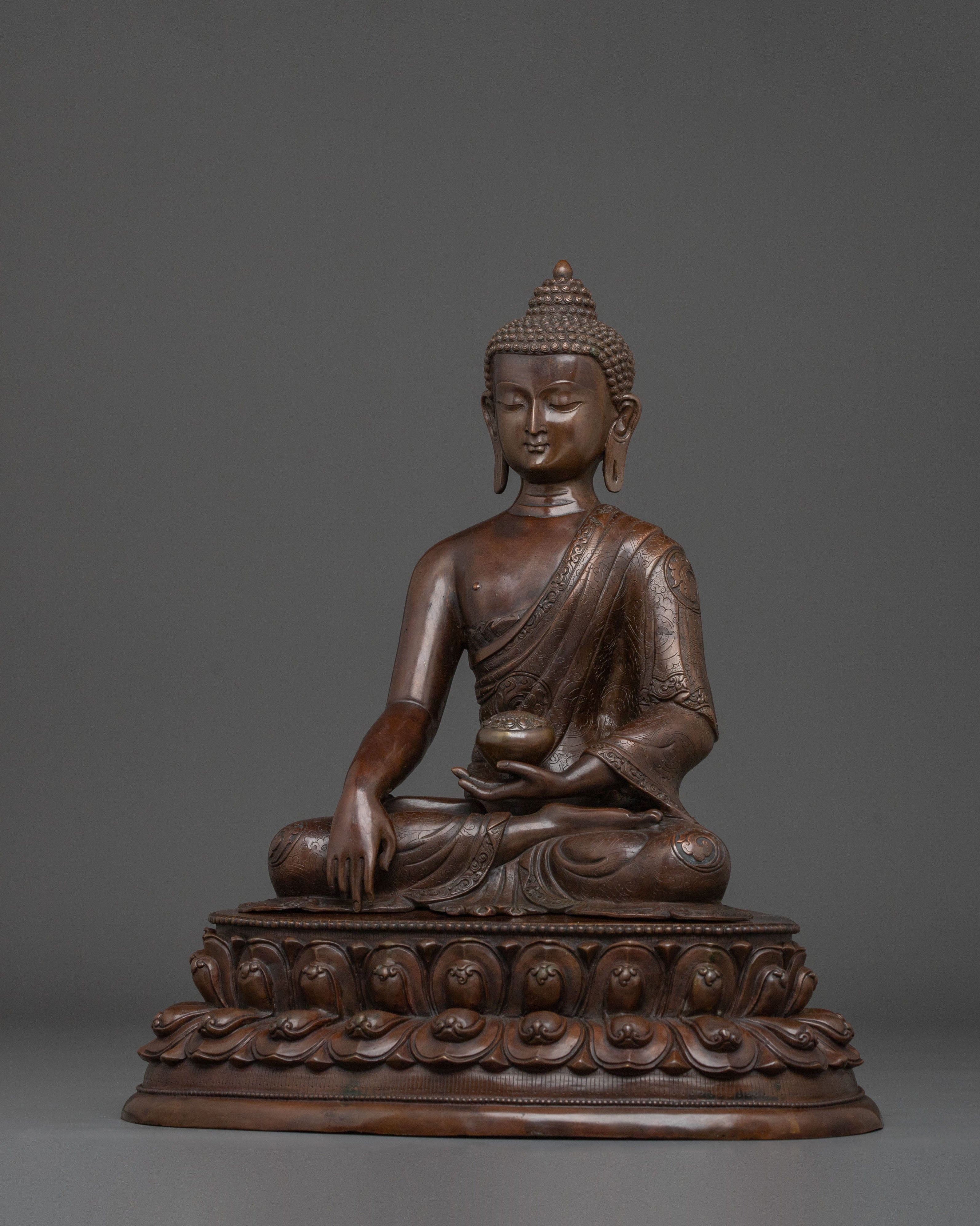Shakyamuni Buddha Statue | Oxidized Copper Figurine
