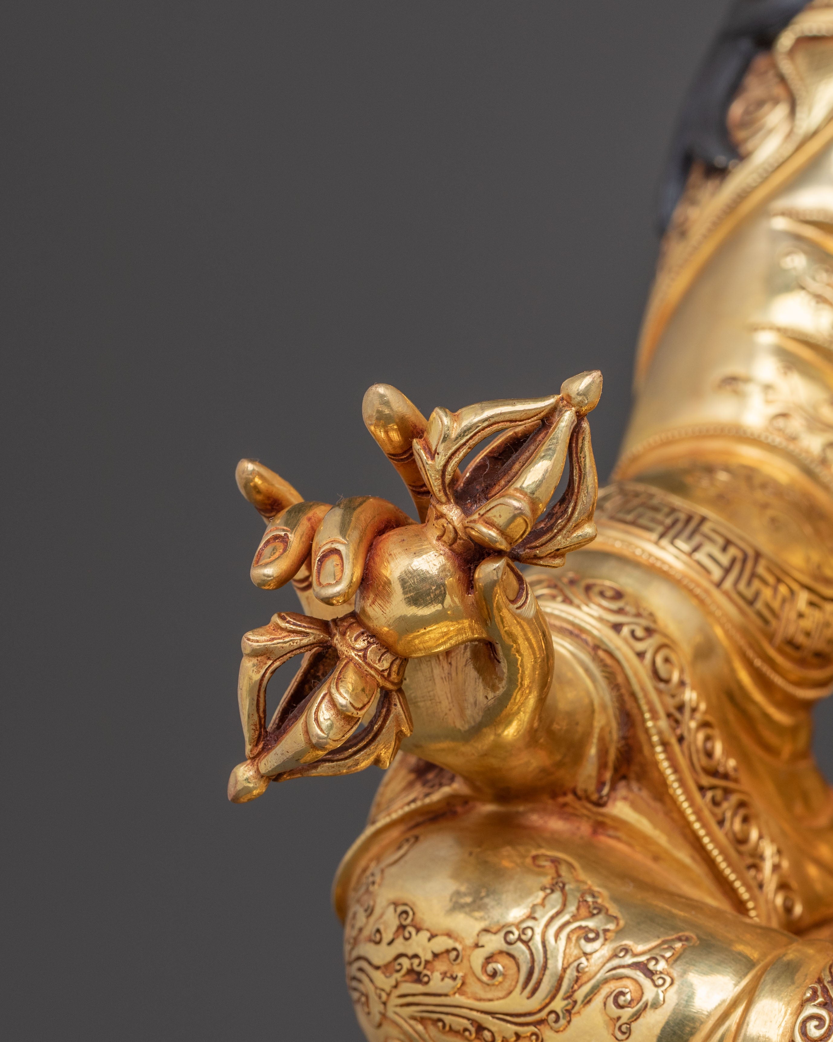 Guru Rinpoche Holy Sculpture – Masterpiece in 24K Gold Gilding