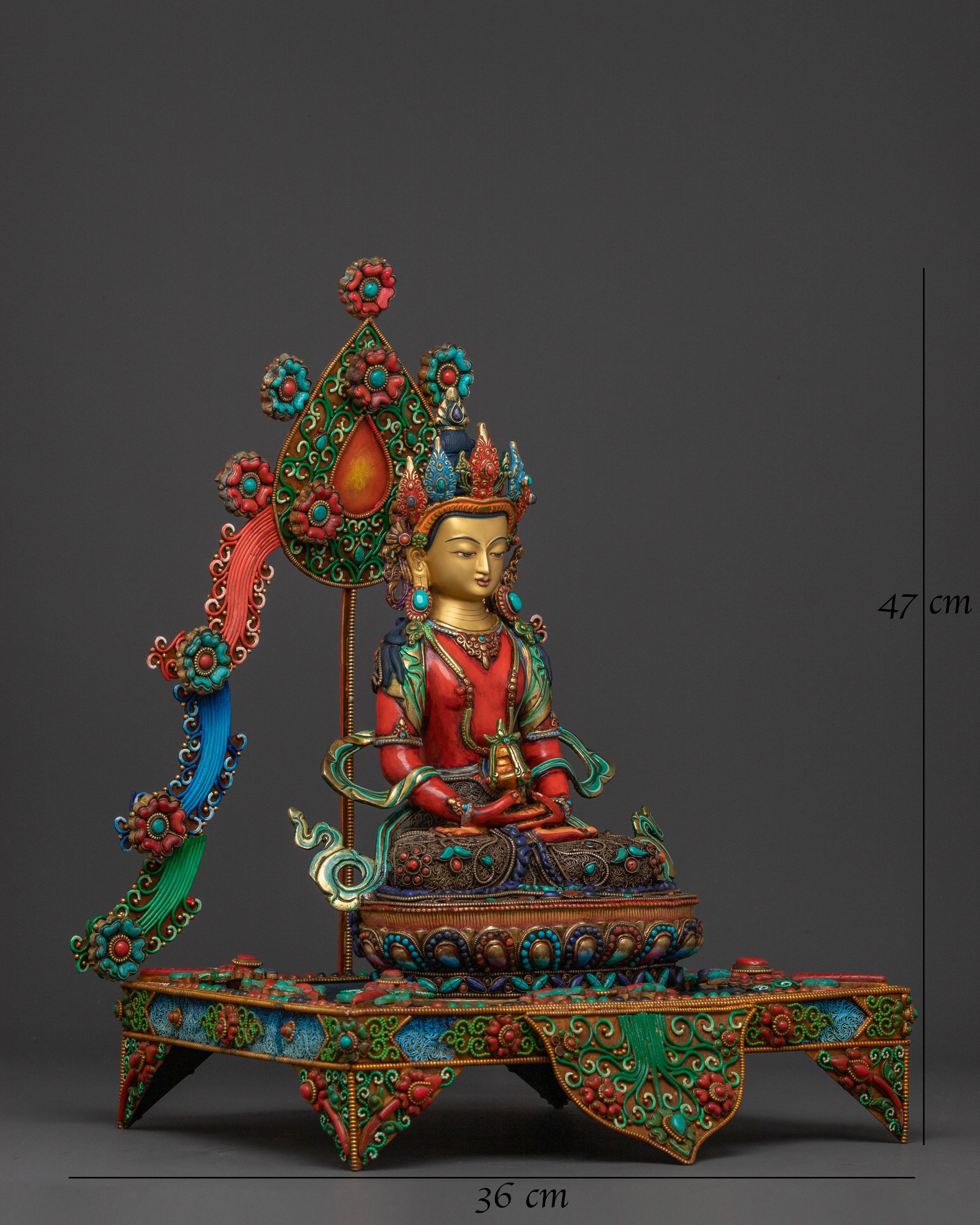 Buddhist Statue of Amitayus Sitting On A Throne