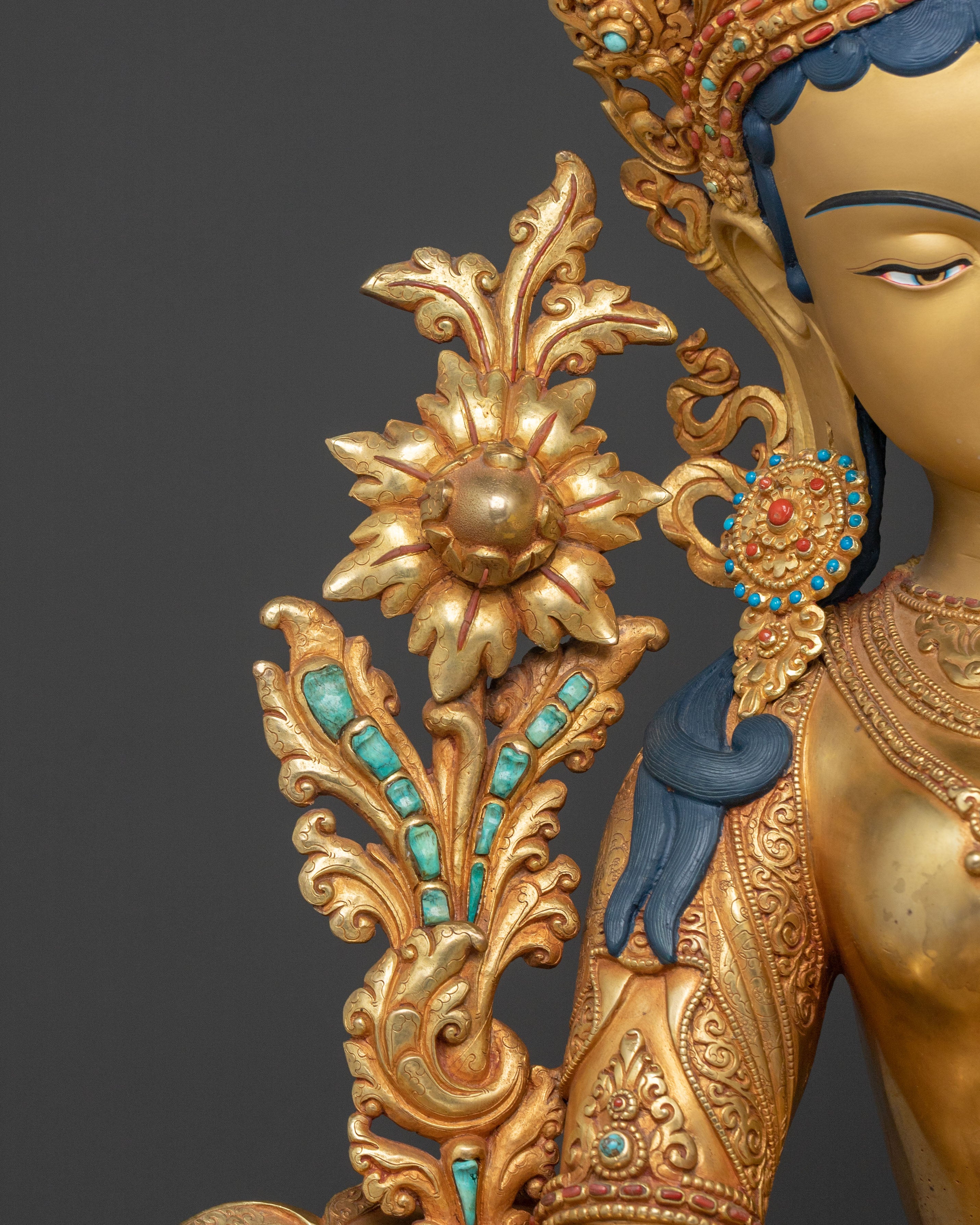 Handcrafted Green Tara Sacred Sculpture | Goddess of Compassion
