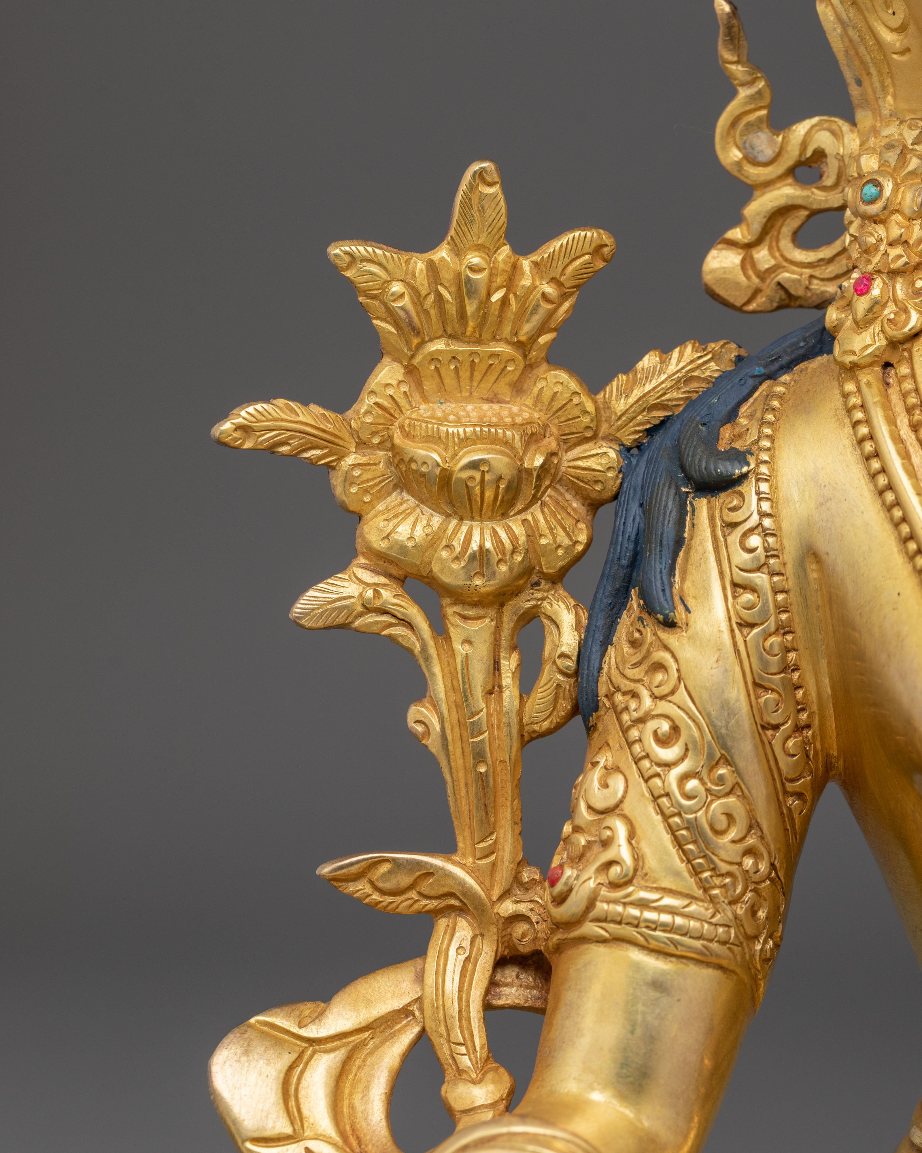 White Tara Fire Gold Gilded Statue | Serene Divine Feminine