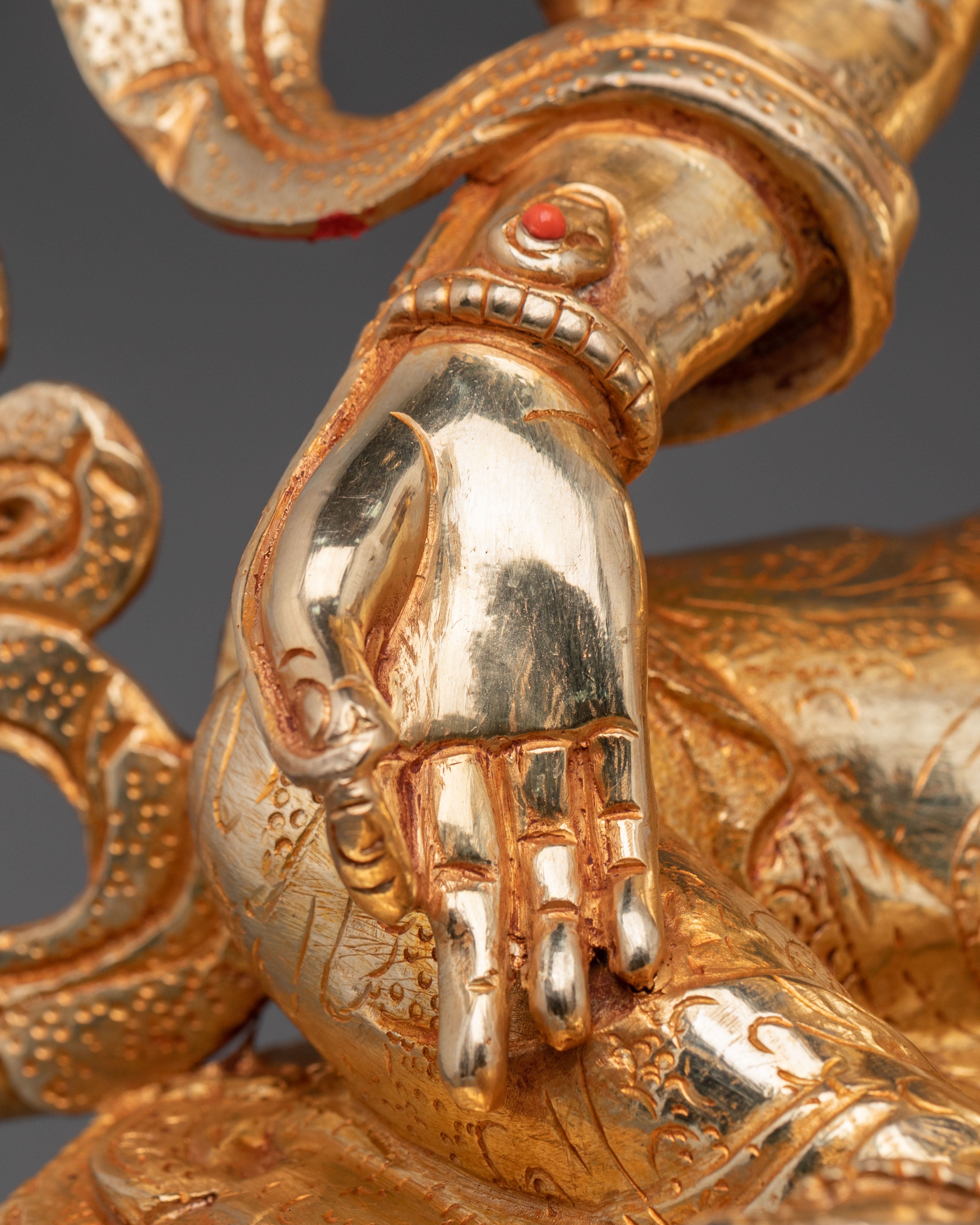 Green Tara Sculpture | Serene 24K Gold Gilded Artistry