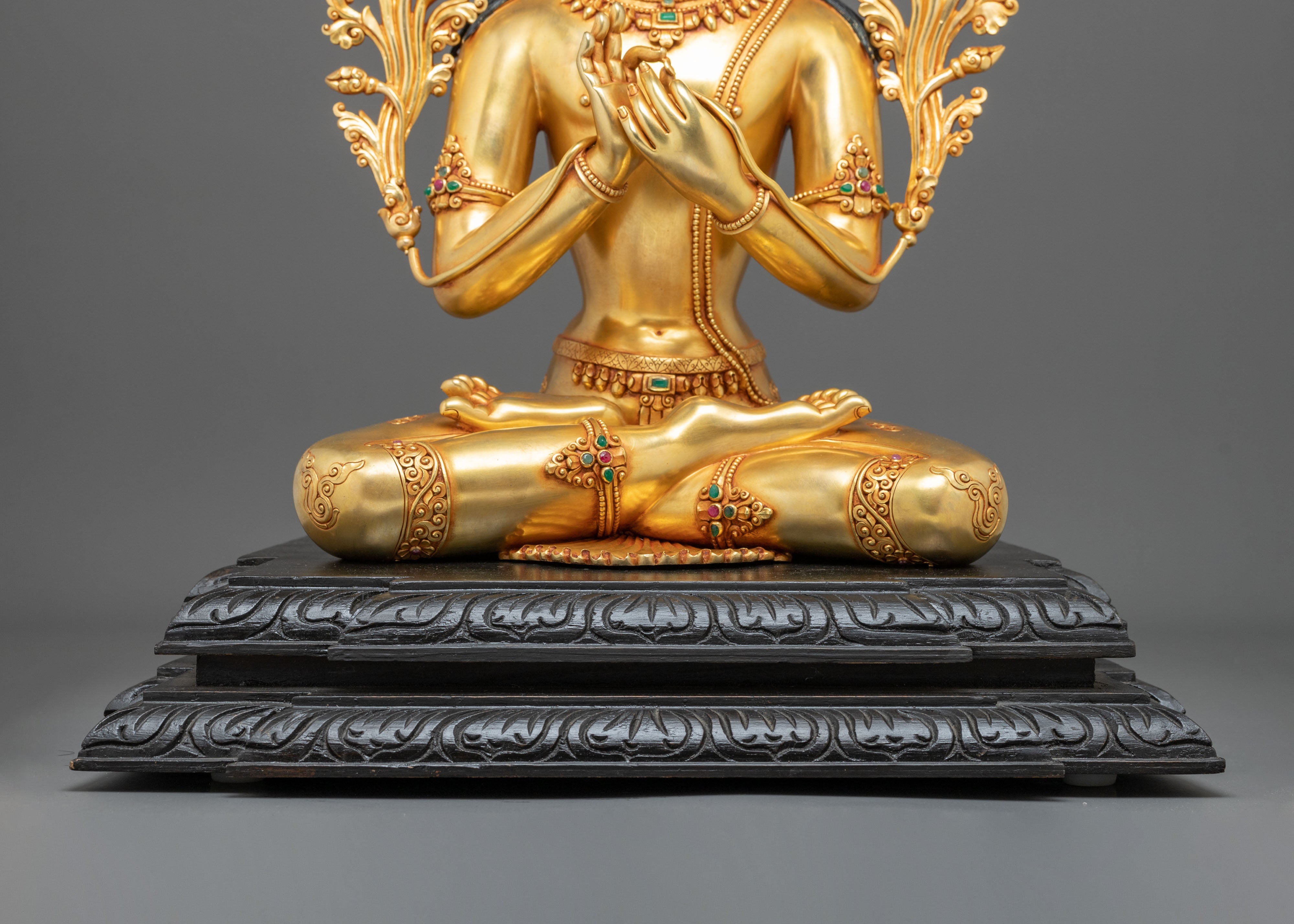 Tikshna Manjushri 24K Gold Gilded Statue | Made in Nepal