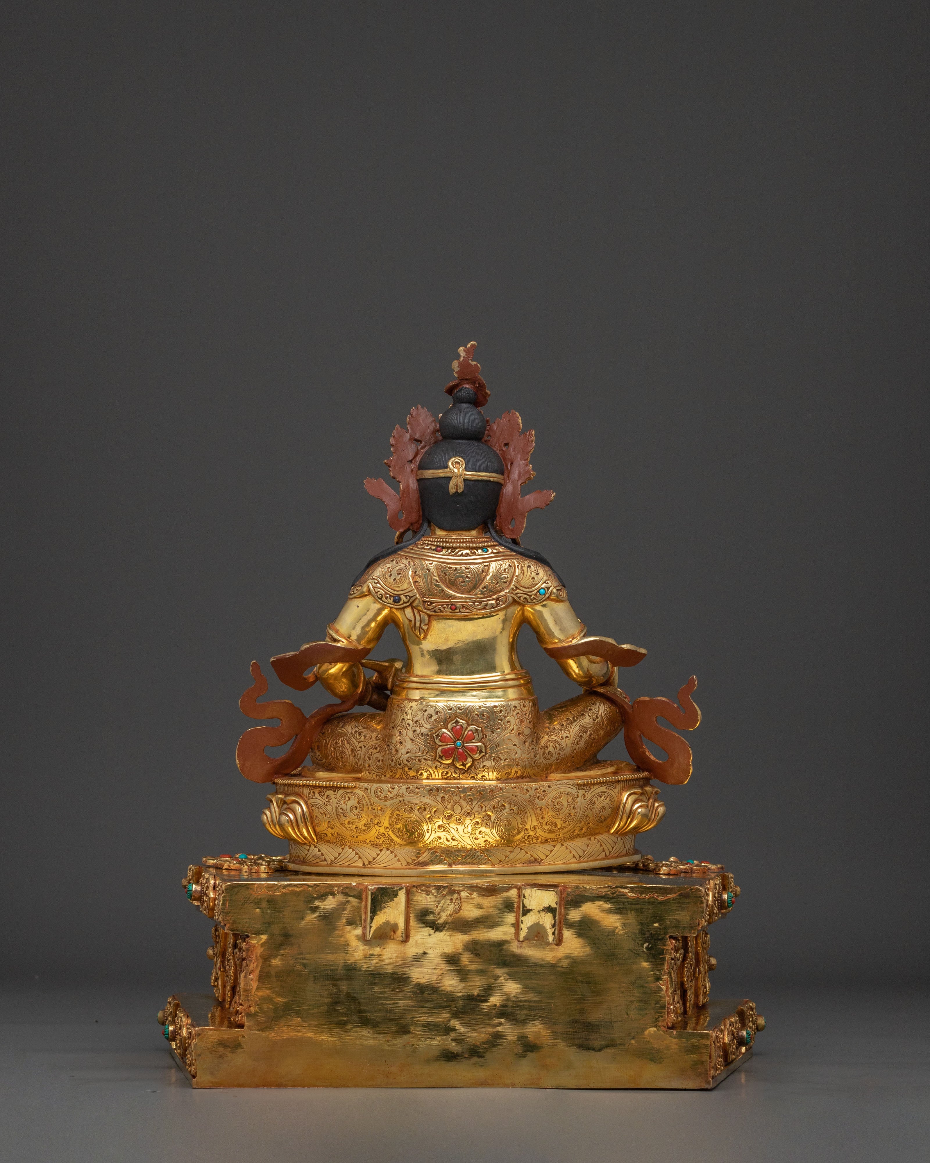 Dzambhala Statue on Throne | Sacred Tibetan Figurine