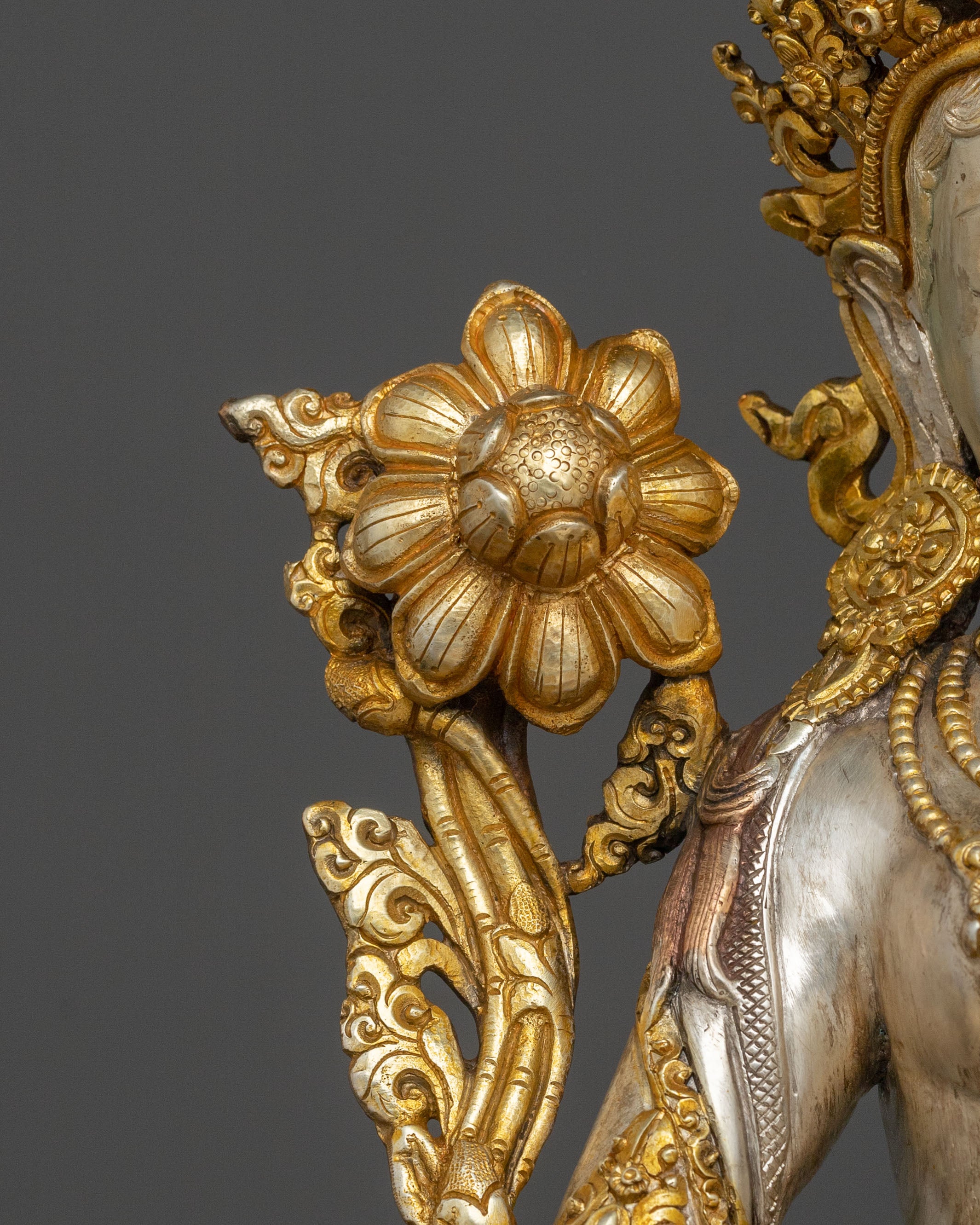 Green Tara Silver Plated Statue | Goddess of Compassion