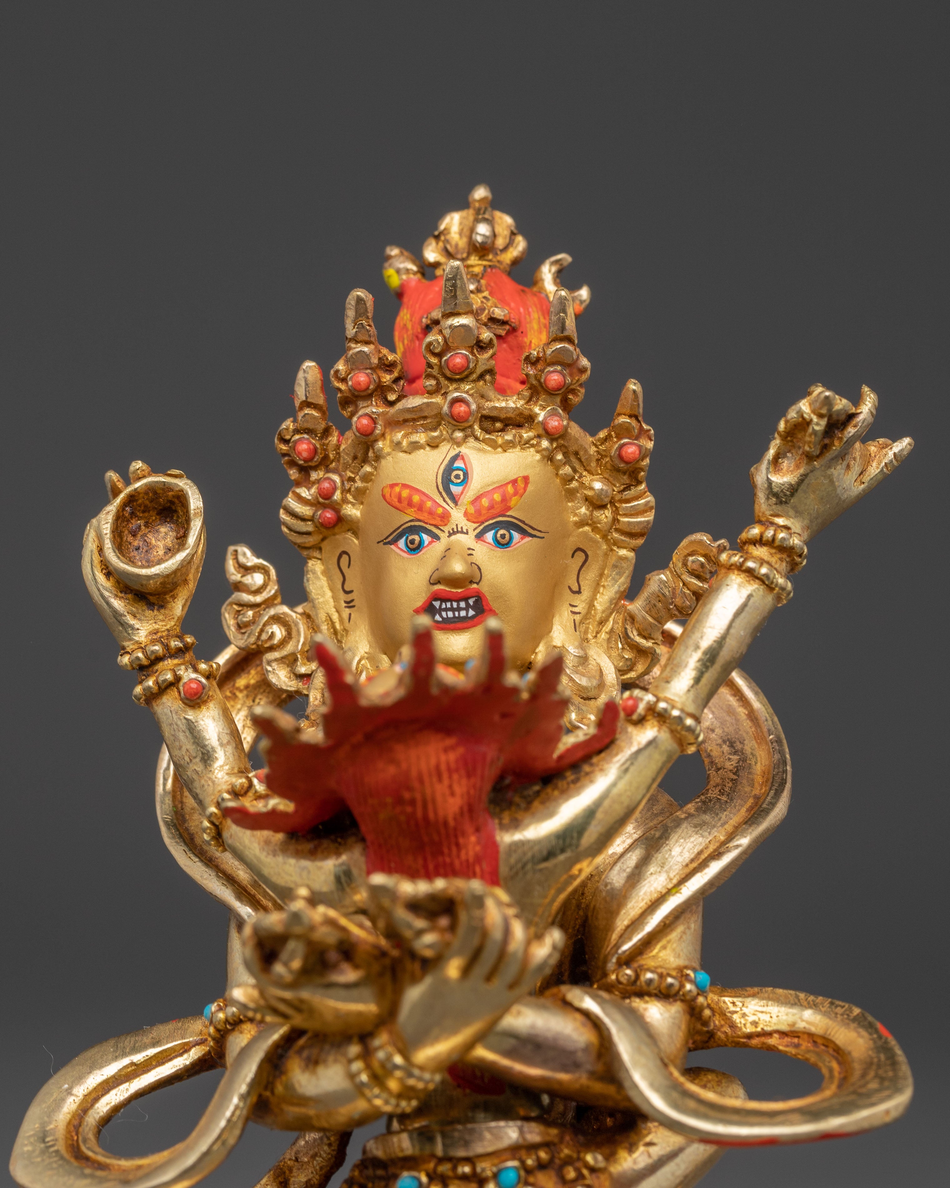 Chakrasamvara Handmade Golden Buddhist Statue | Tibetan Sculpture for Altar