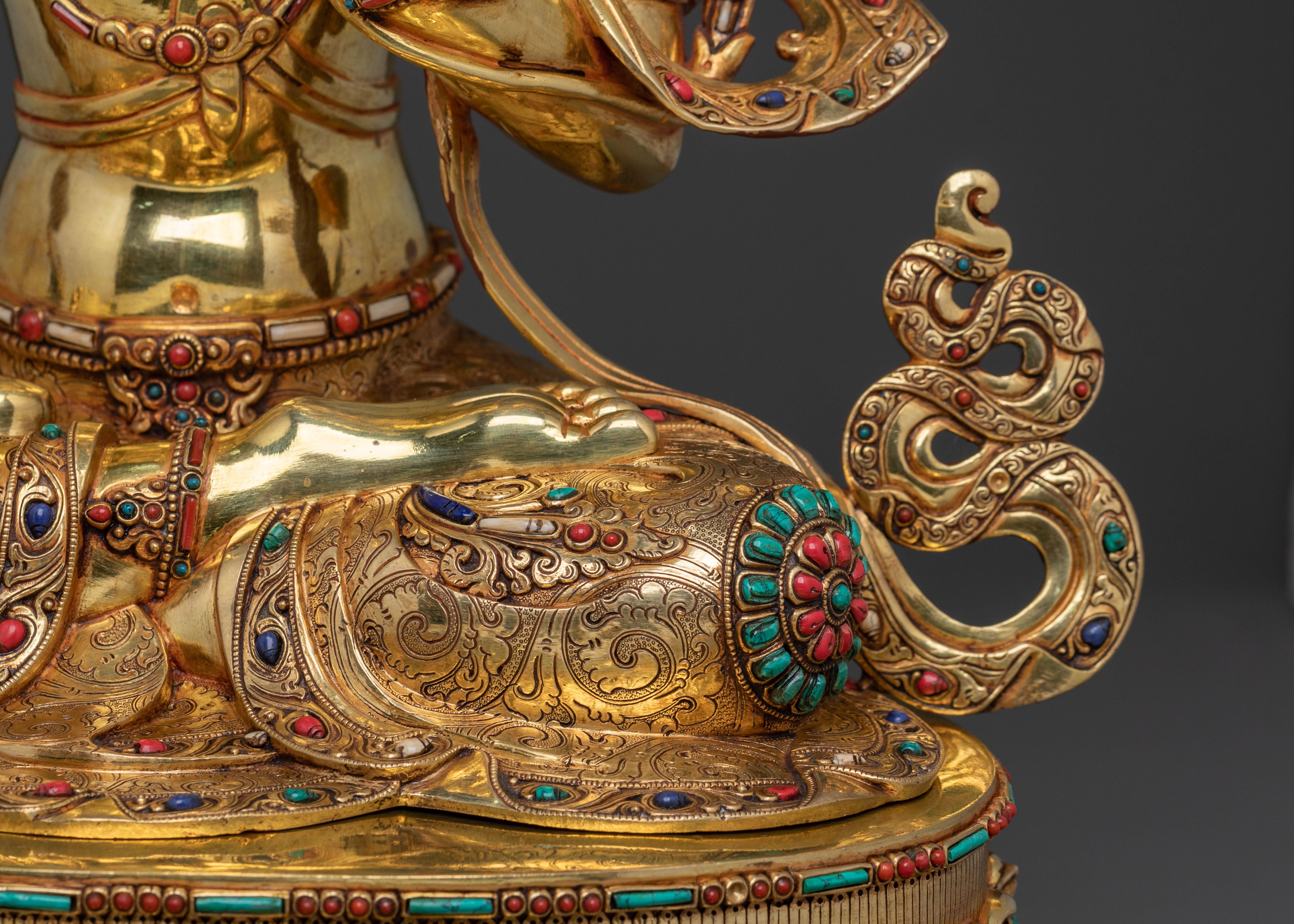 Manjushri Peaceful Meditation Statue | 24k Gold Glided