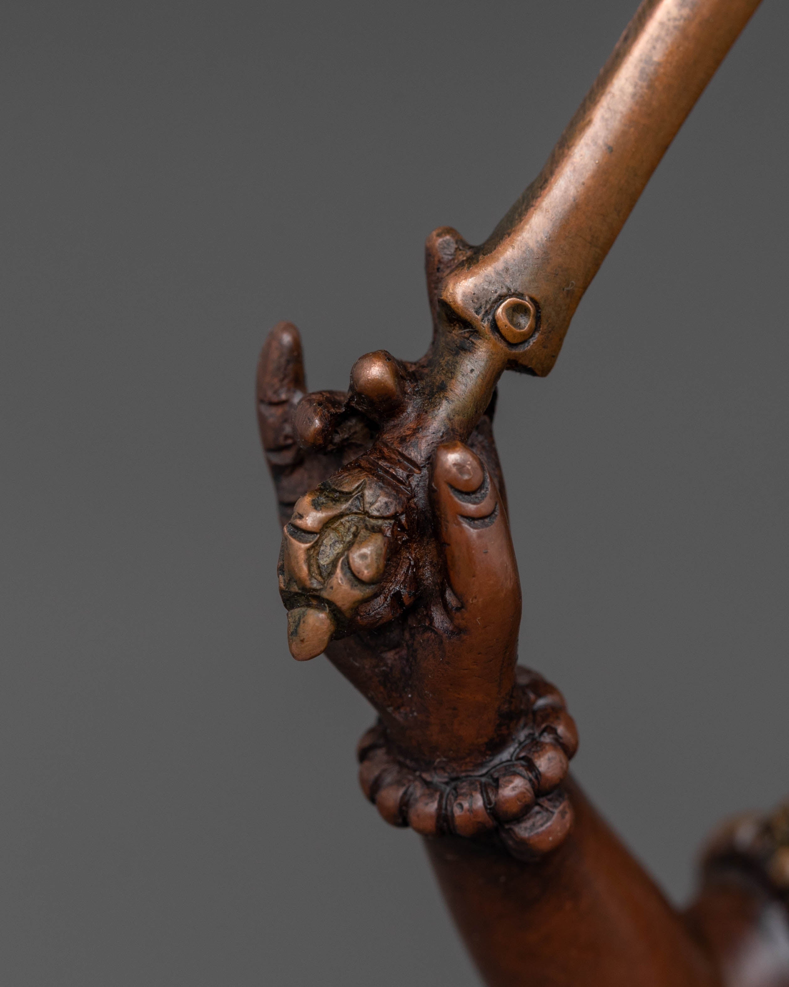 Manjushri Bodhisattva Sacred Statue - Oxidized Copper Finish