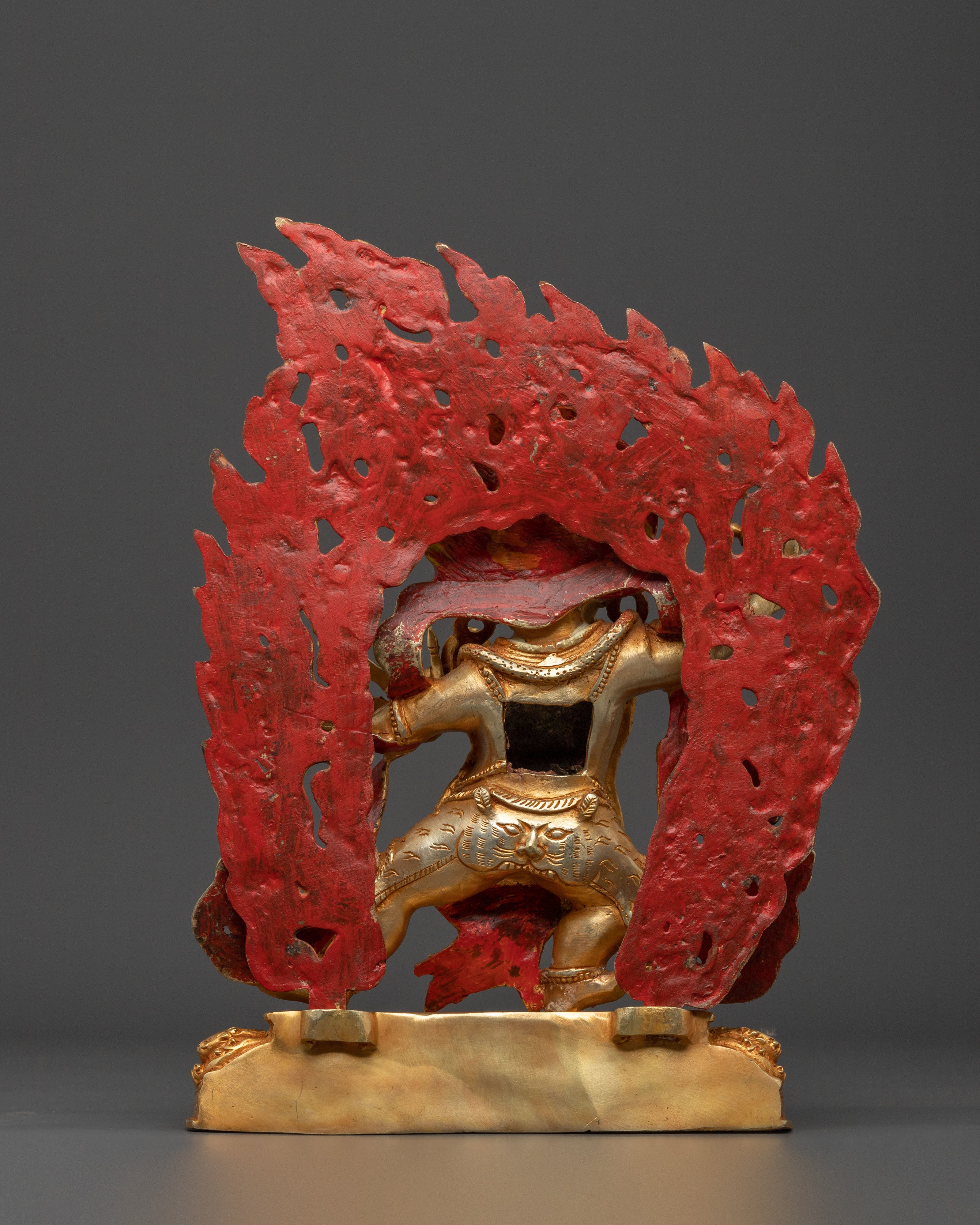 24K Gold Gilded Vajrapani Statue: Wrathful Deity and Thunderbolt Holder