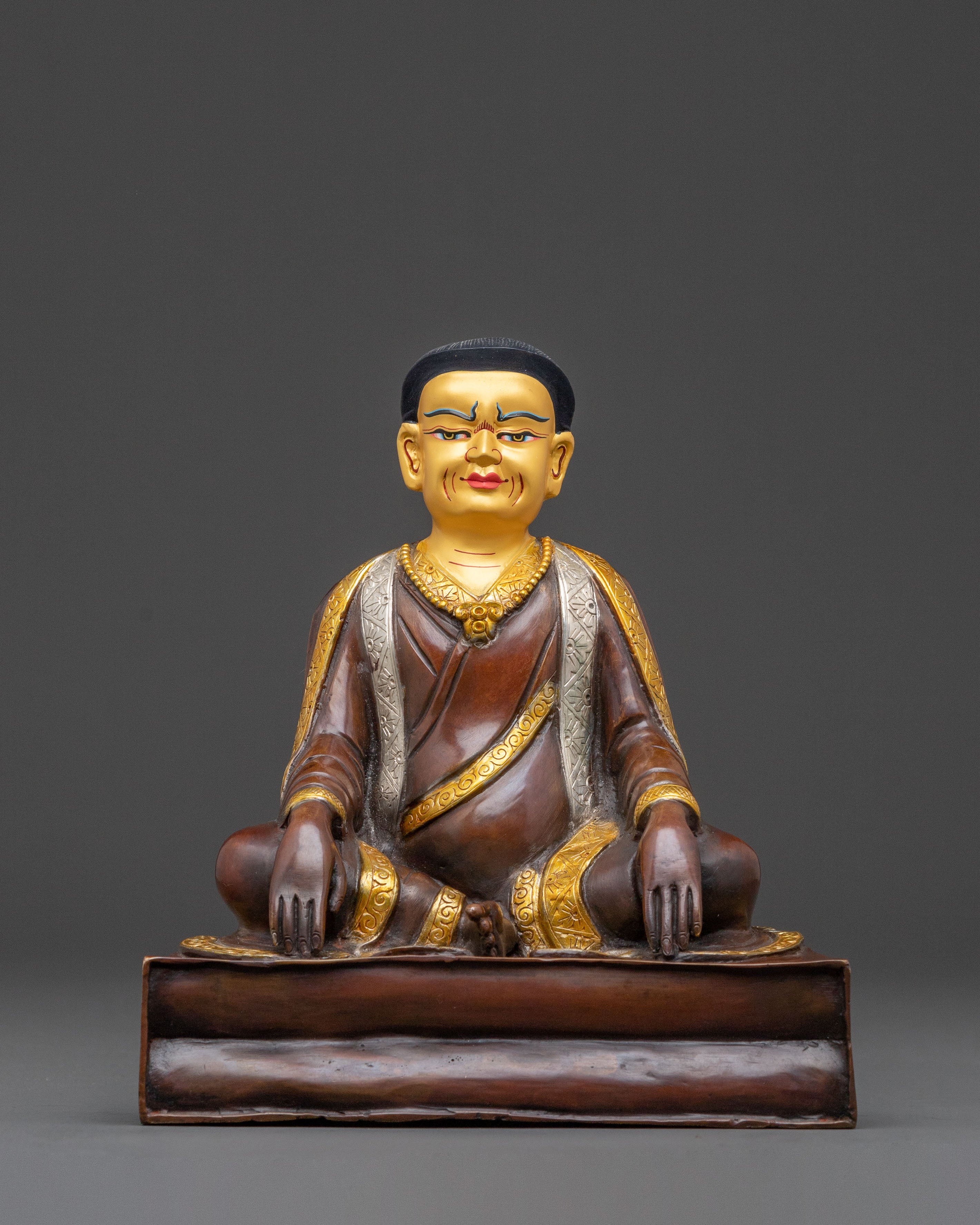 Marpa Dharma Teacher Statue - Handcrafted Gilded Copper
