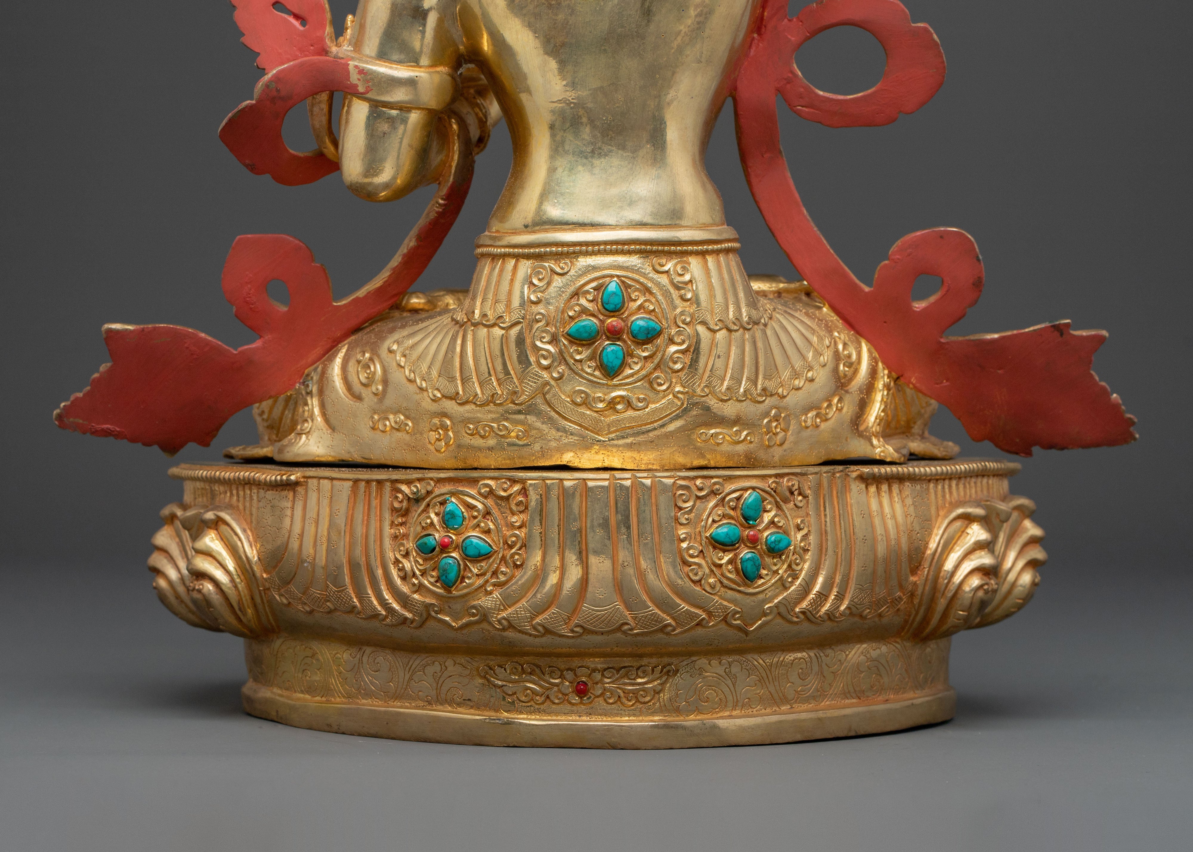 Manjushri Statue Wisdom and Clarity – Hand-Gilded Copper