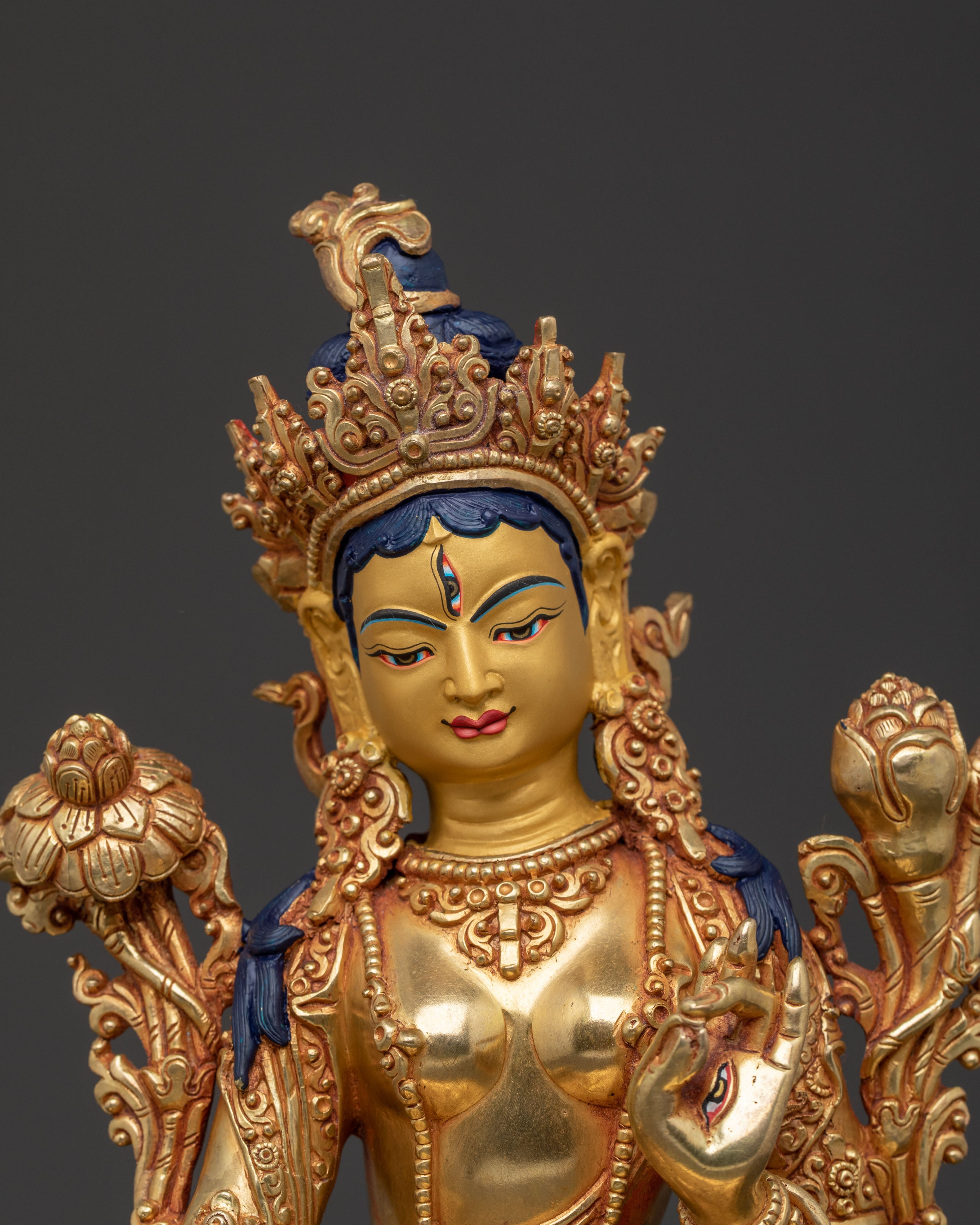 White Tara Longevity Statue – Handcrafted Gilded Copper