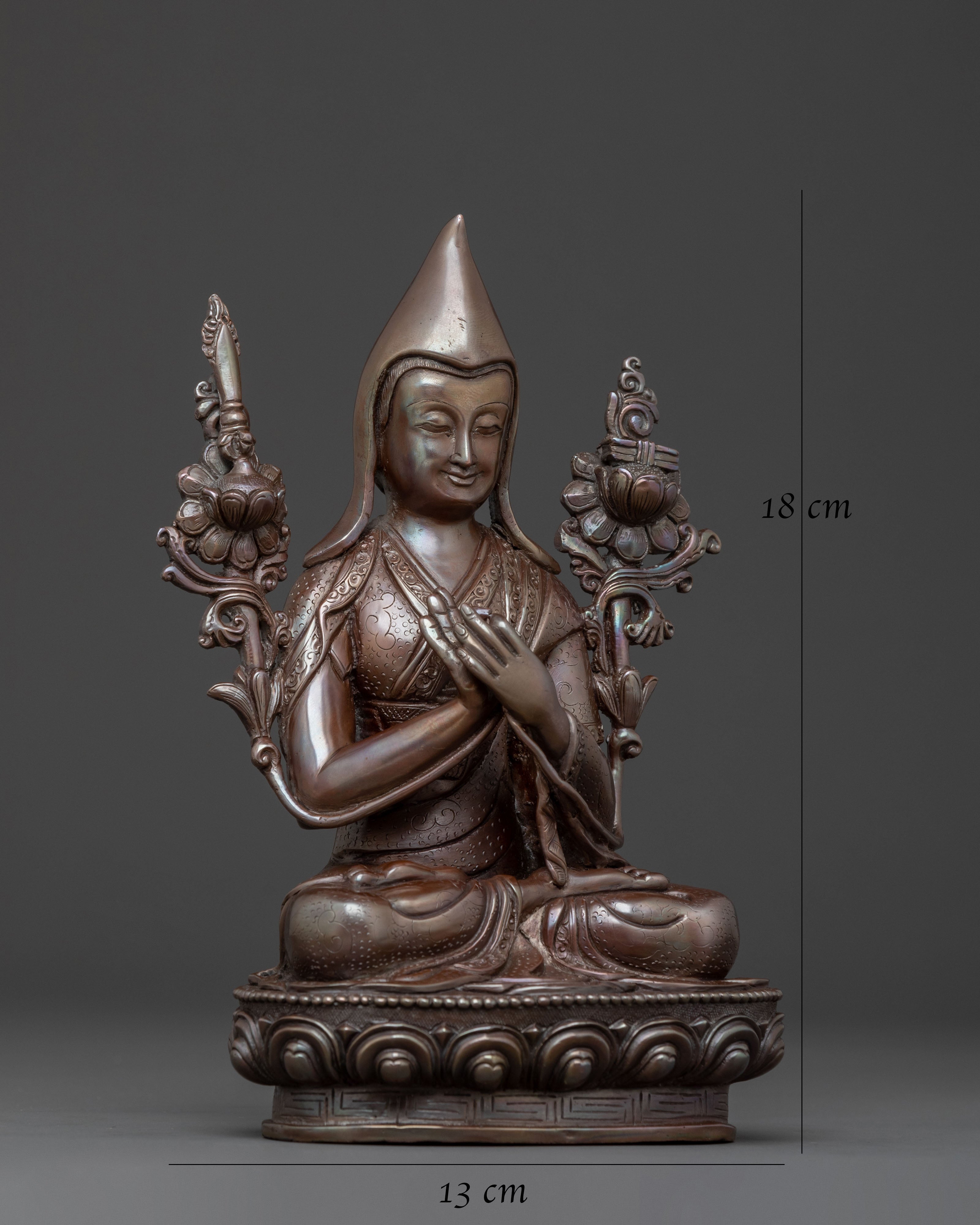 Tsongkhapa Oxidized Copper Statue | Wisdom Figure