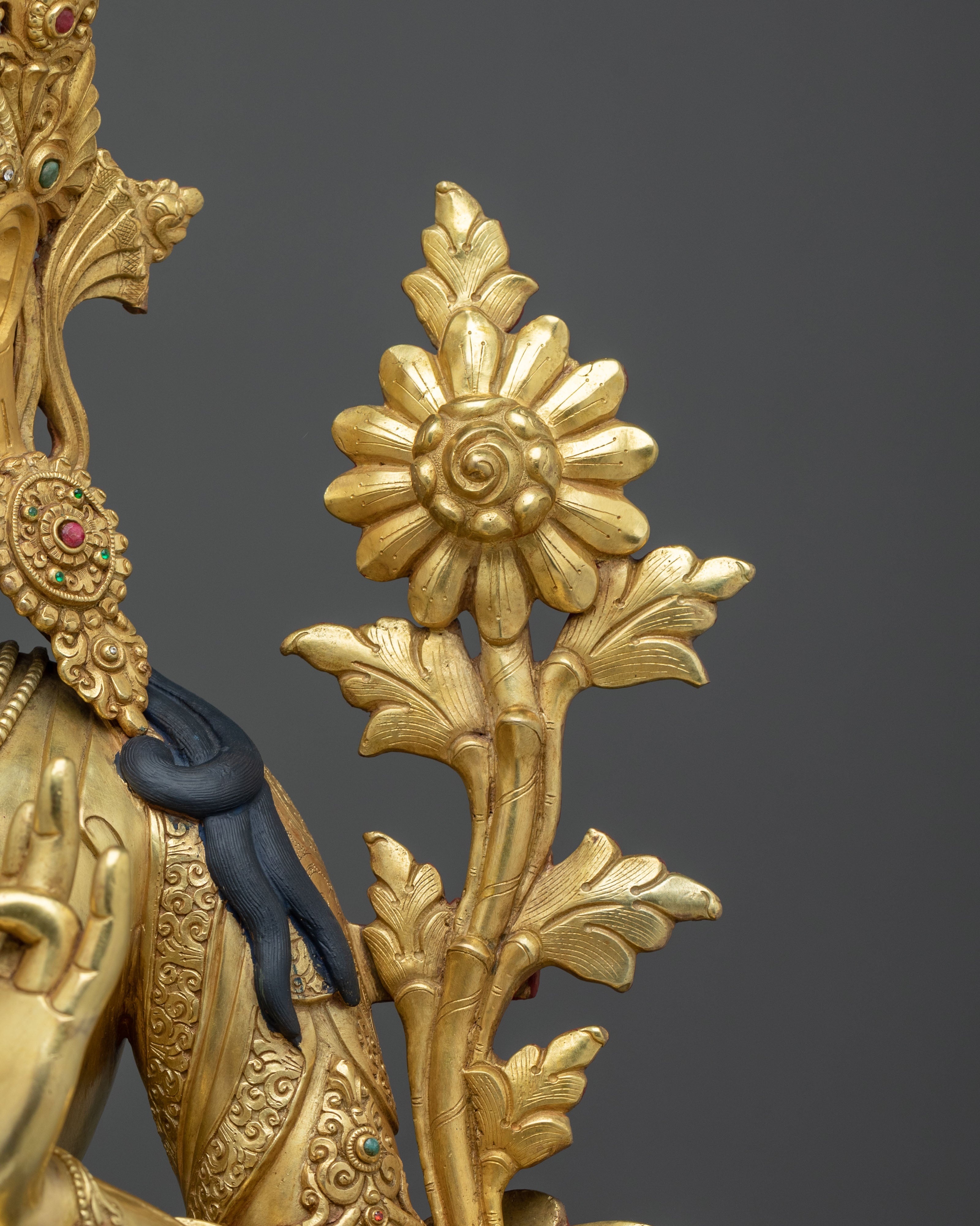 Handmade Green Tara Copper Sculpture | Buddhist Protector