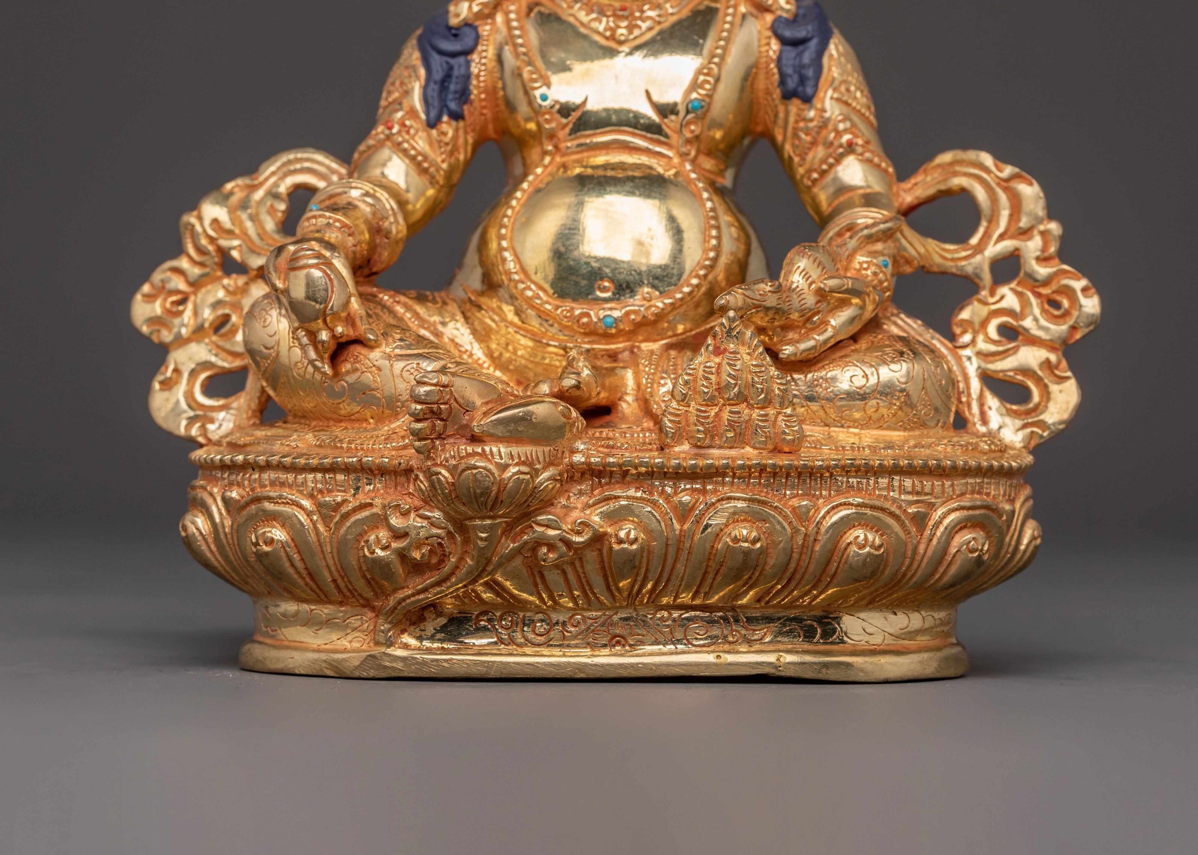 Handcrafted Wealth Deity Dzambhala Statue – Auspicious 24K Gold Gilded Sculpture