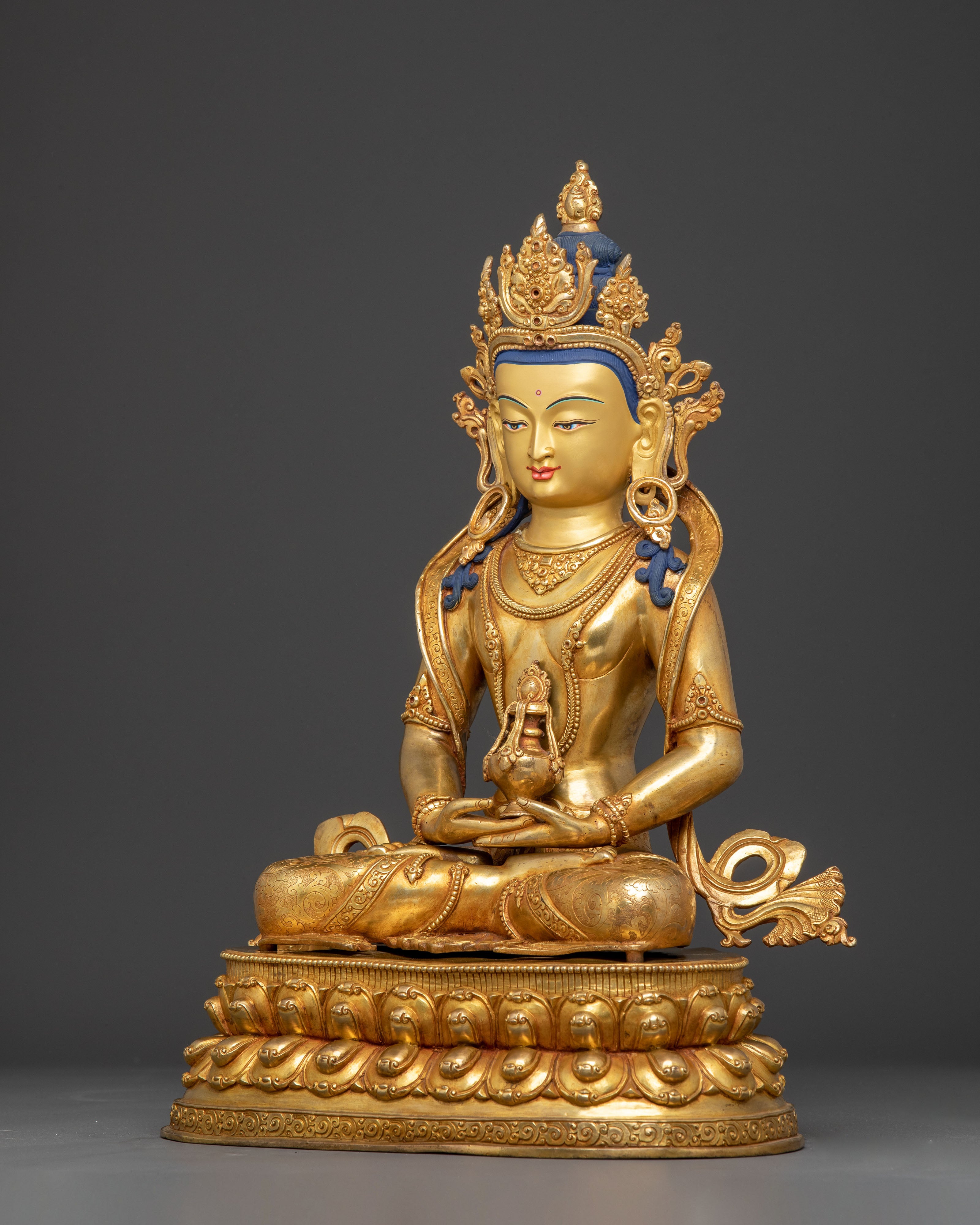 Golden Handmade Statue of Bodhisattva Amitayus | Buddhist Artwork