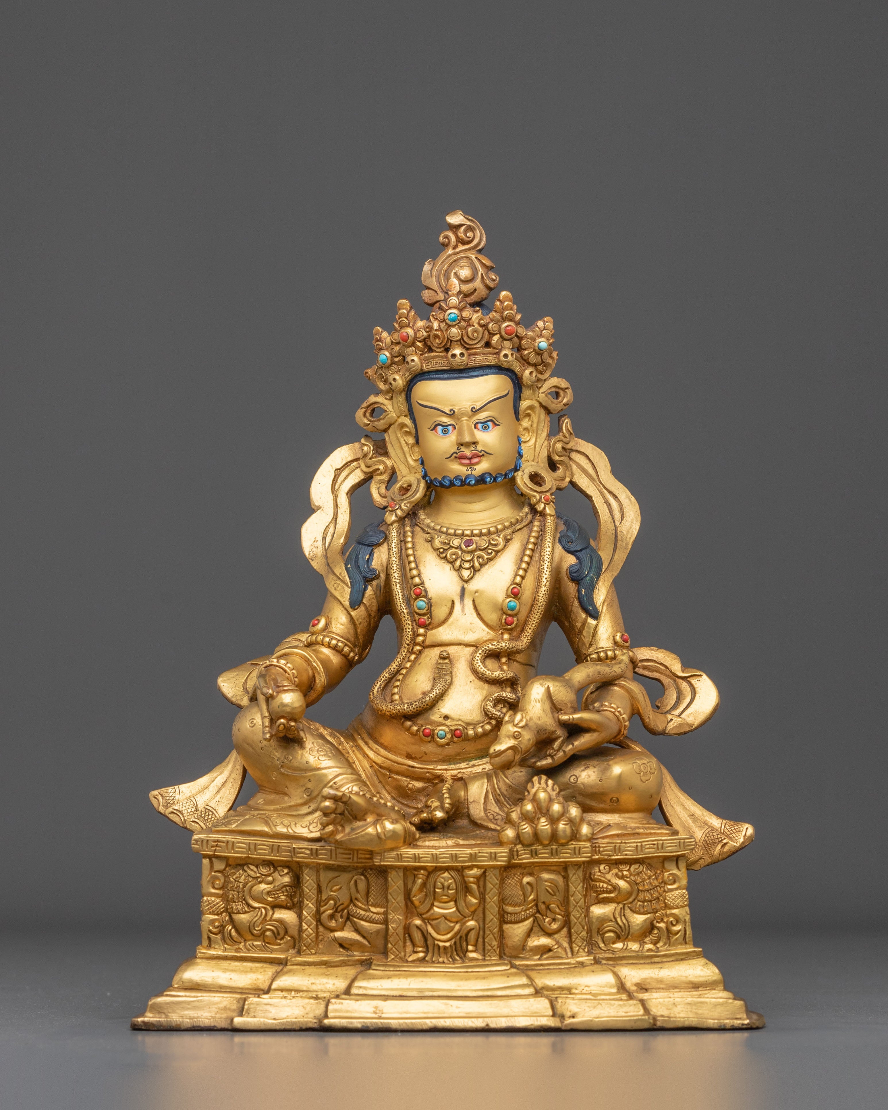 Jambhala Statue | Handcrafted Copper Gold Gilded Figurine
