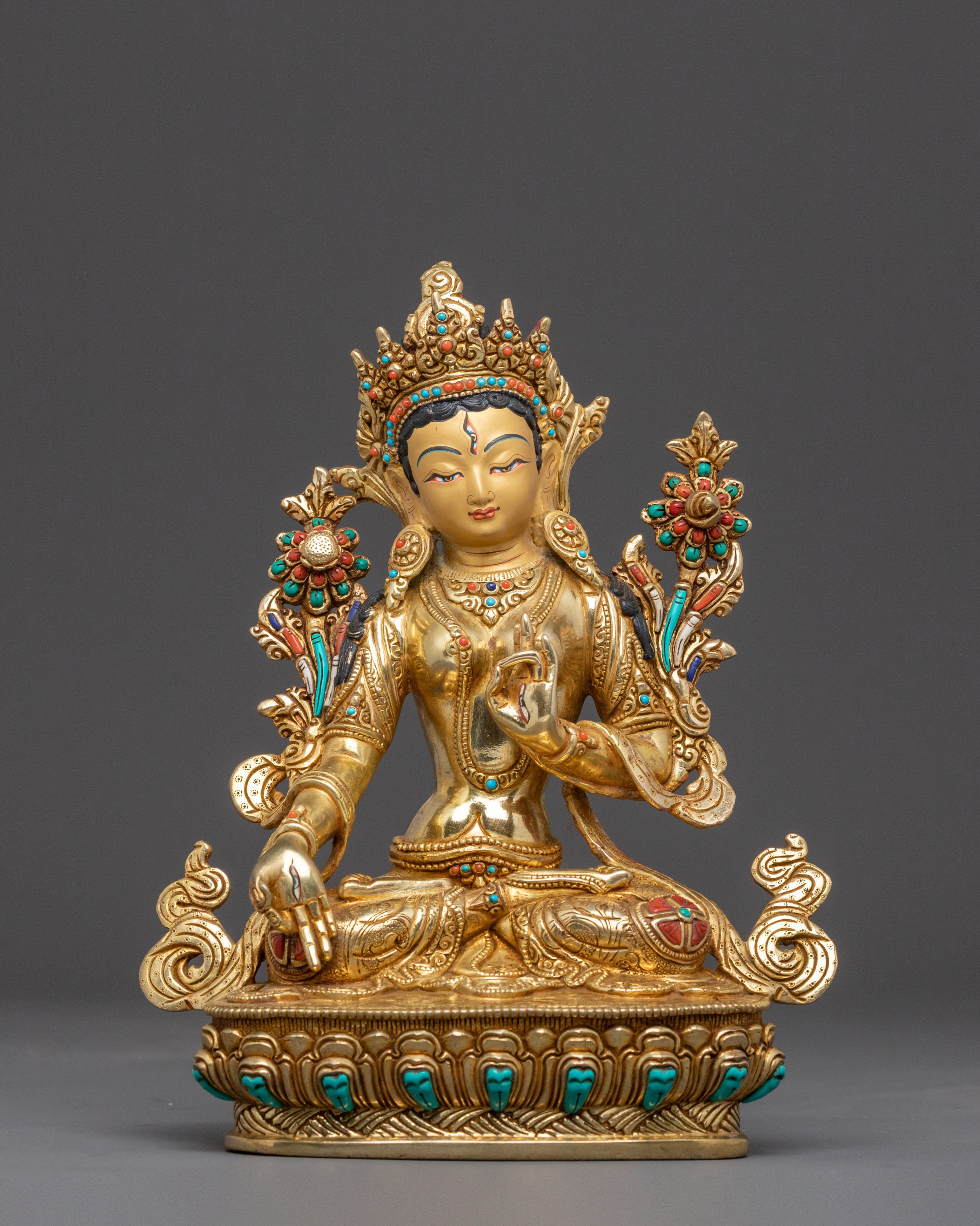 Divine Statue of White Tara – Handcrafted & Gilded