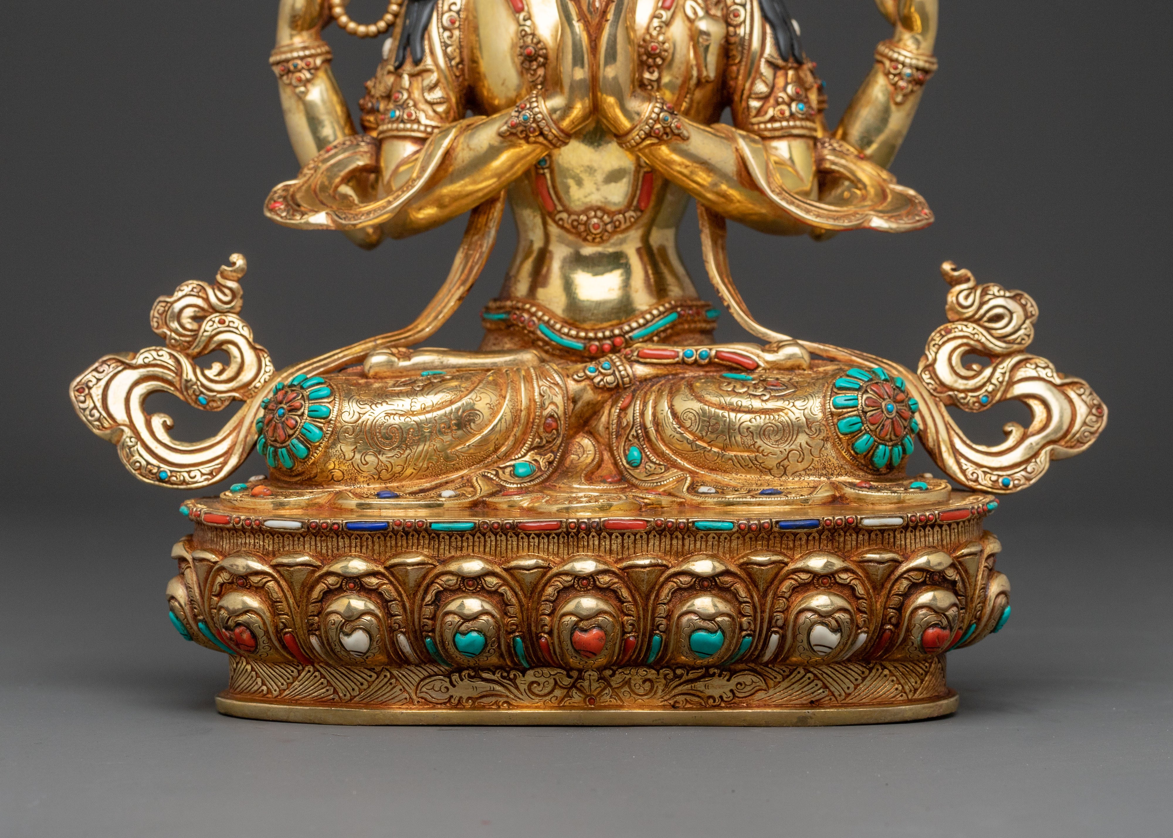 Chenrezig Altar Statue - 24K Gold Gilded