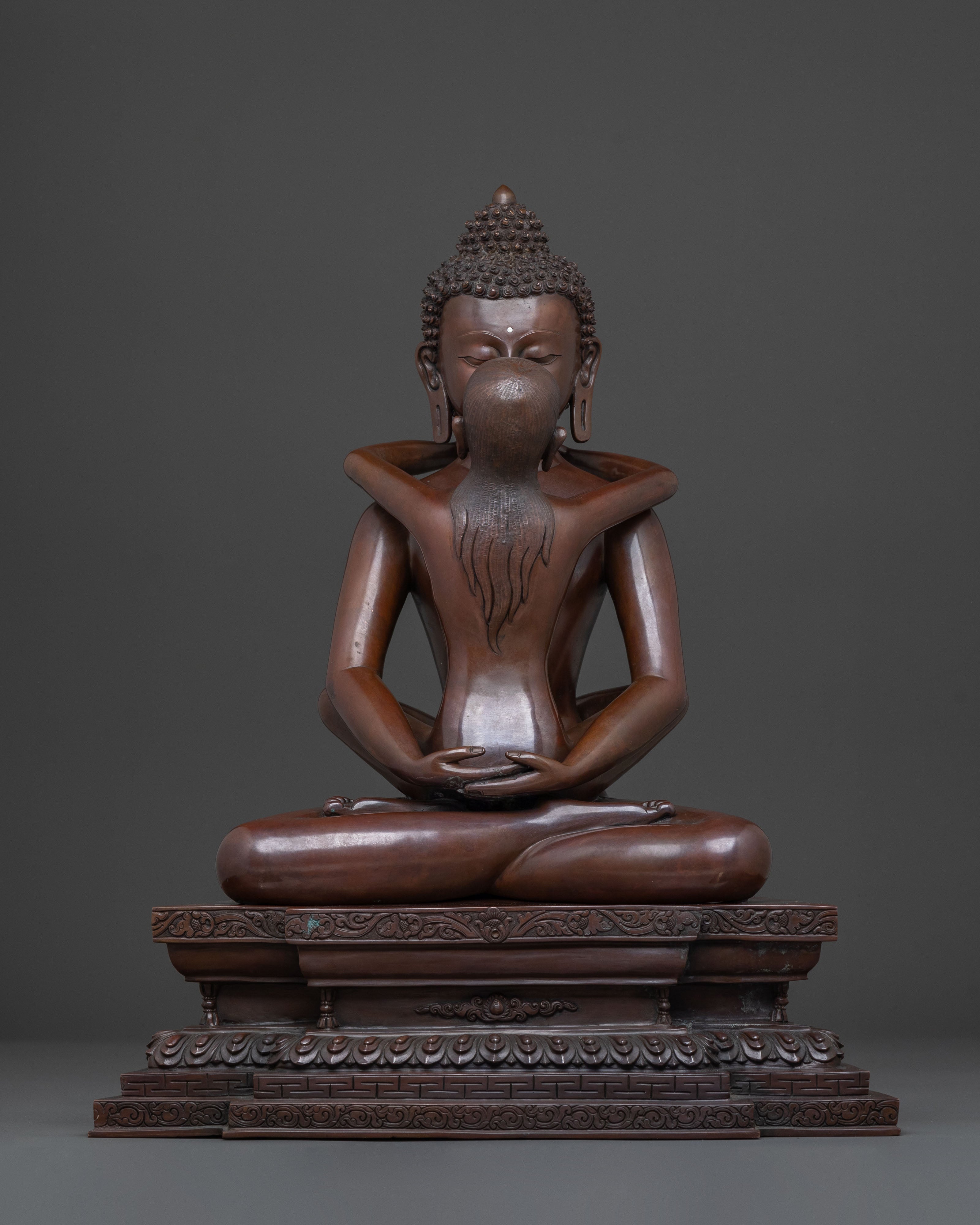 Samantabhadra Oxidized Copper Statue with Consort