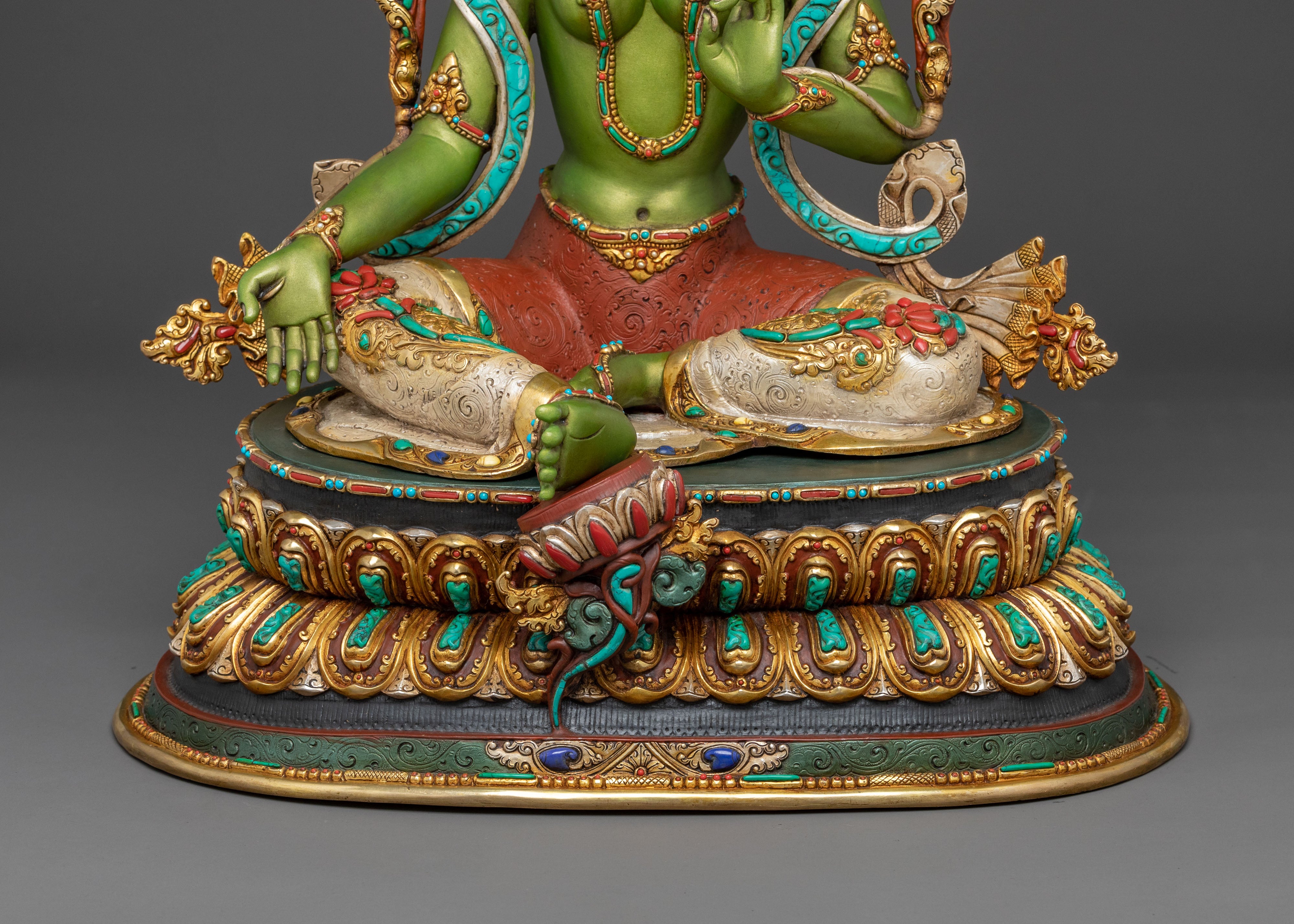 Green Tara Compassion Figure | 24K Gold Gilded Statue