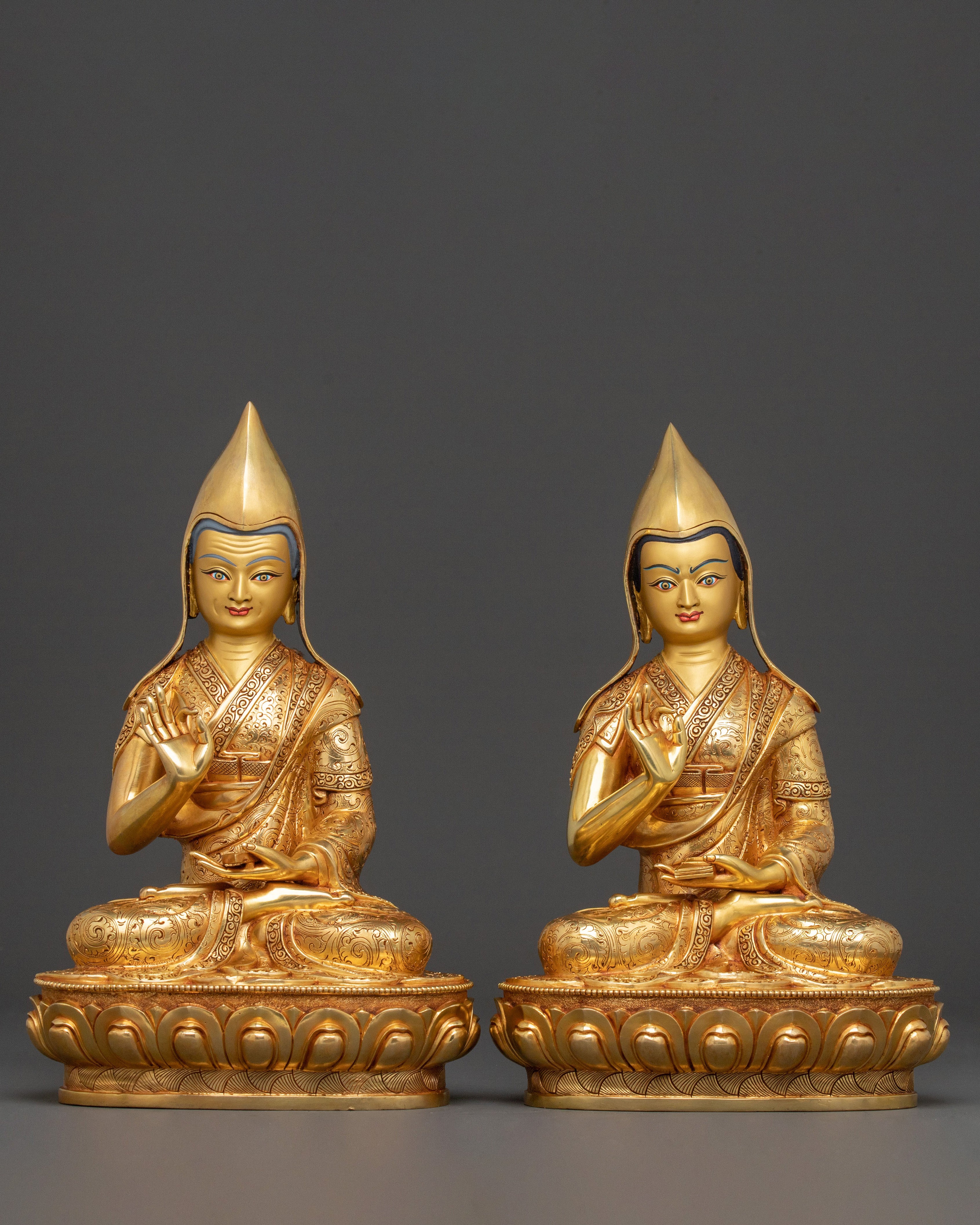 Tsongkhapa Disciples Meditating Statue | Spiritual Protection