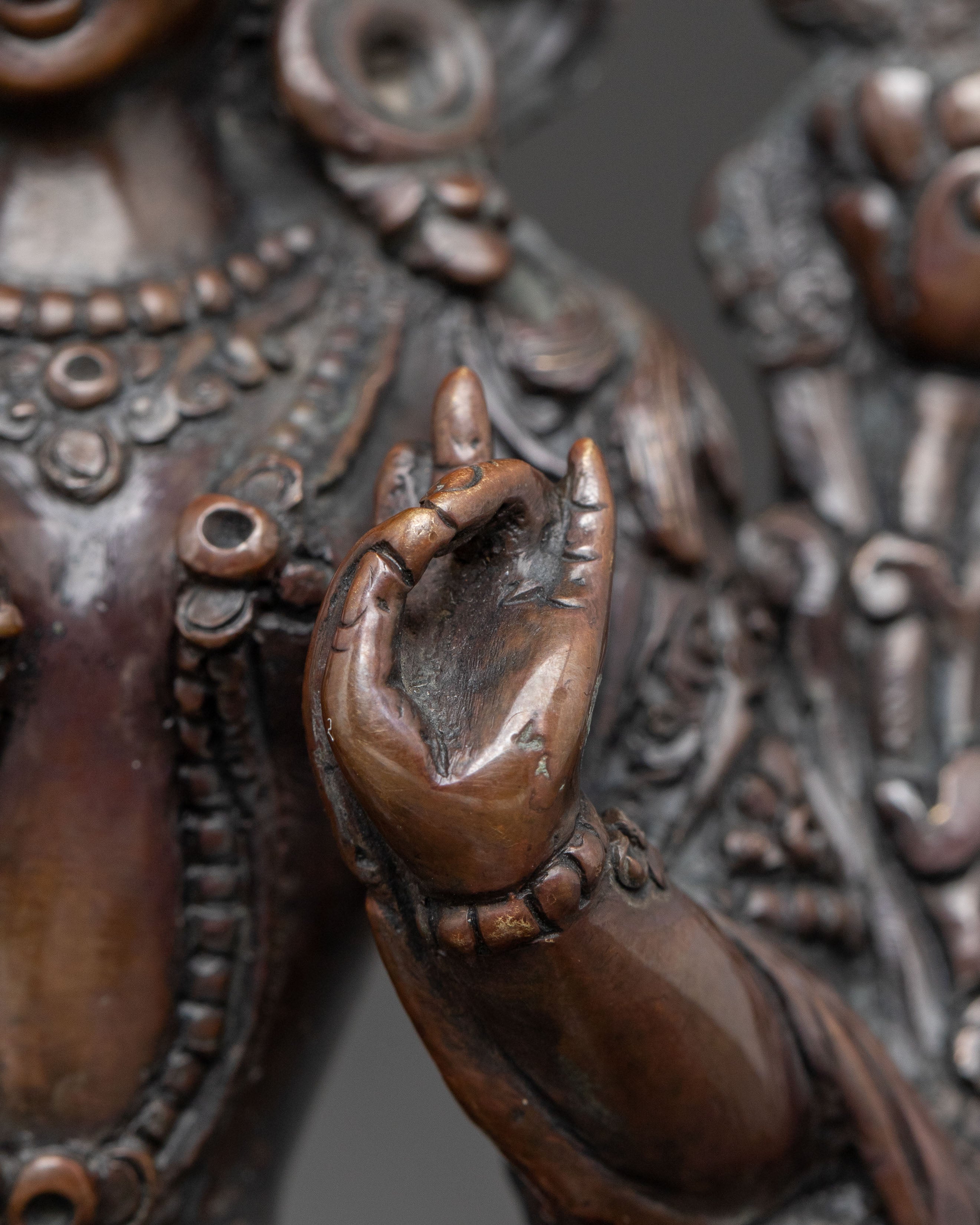 Mother Green Tara Blessing Statue - Oxidized Copper