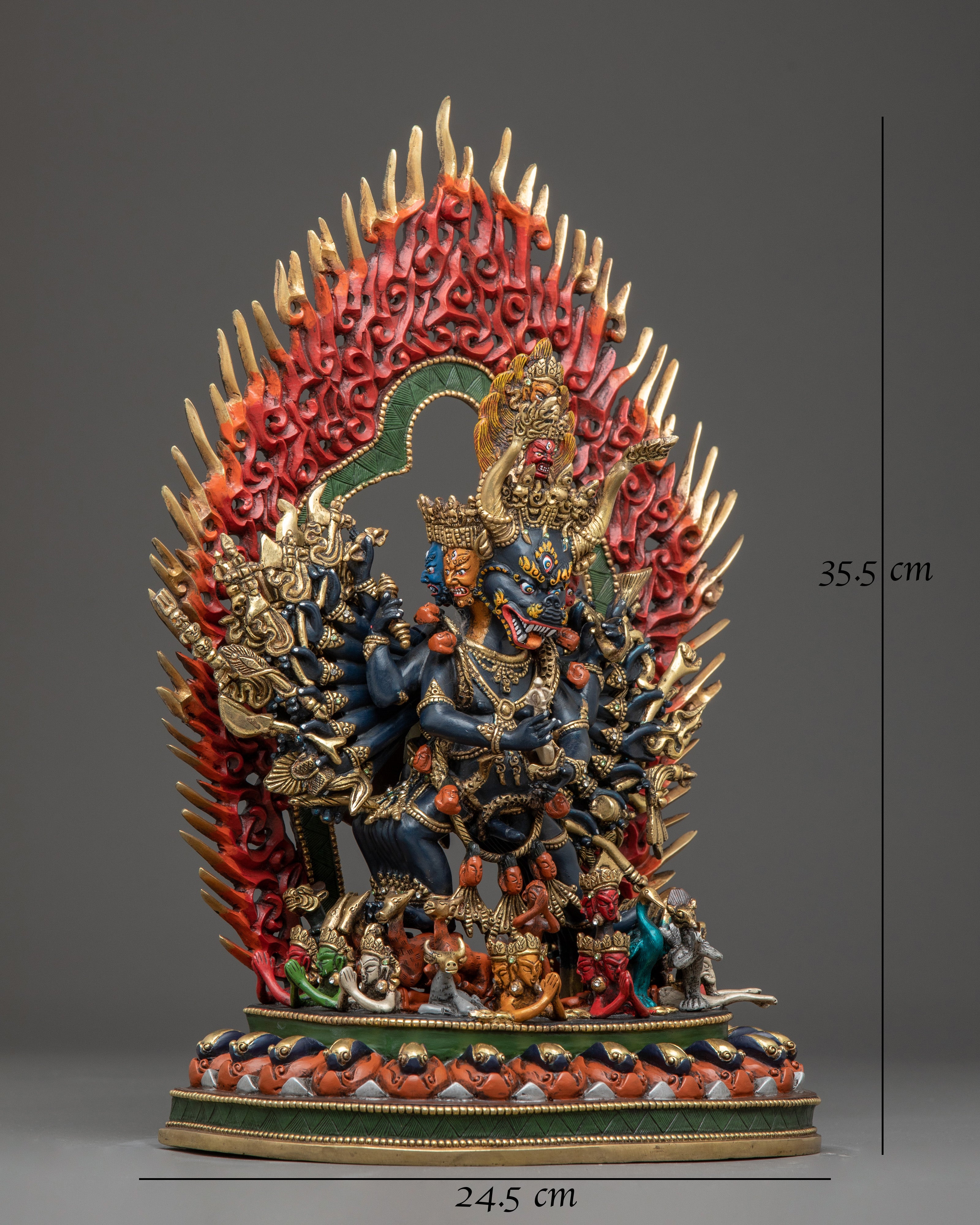 Buddhist Yamantaka Statue: Conqueror of Death | Gold Gilded Wrathful Deity