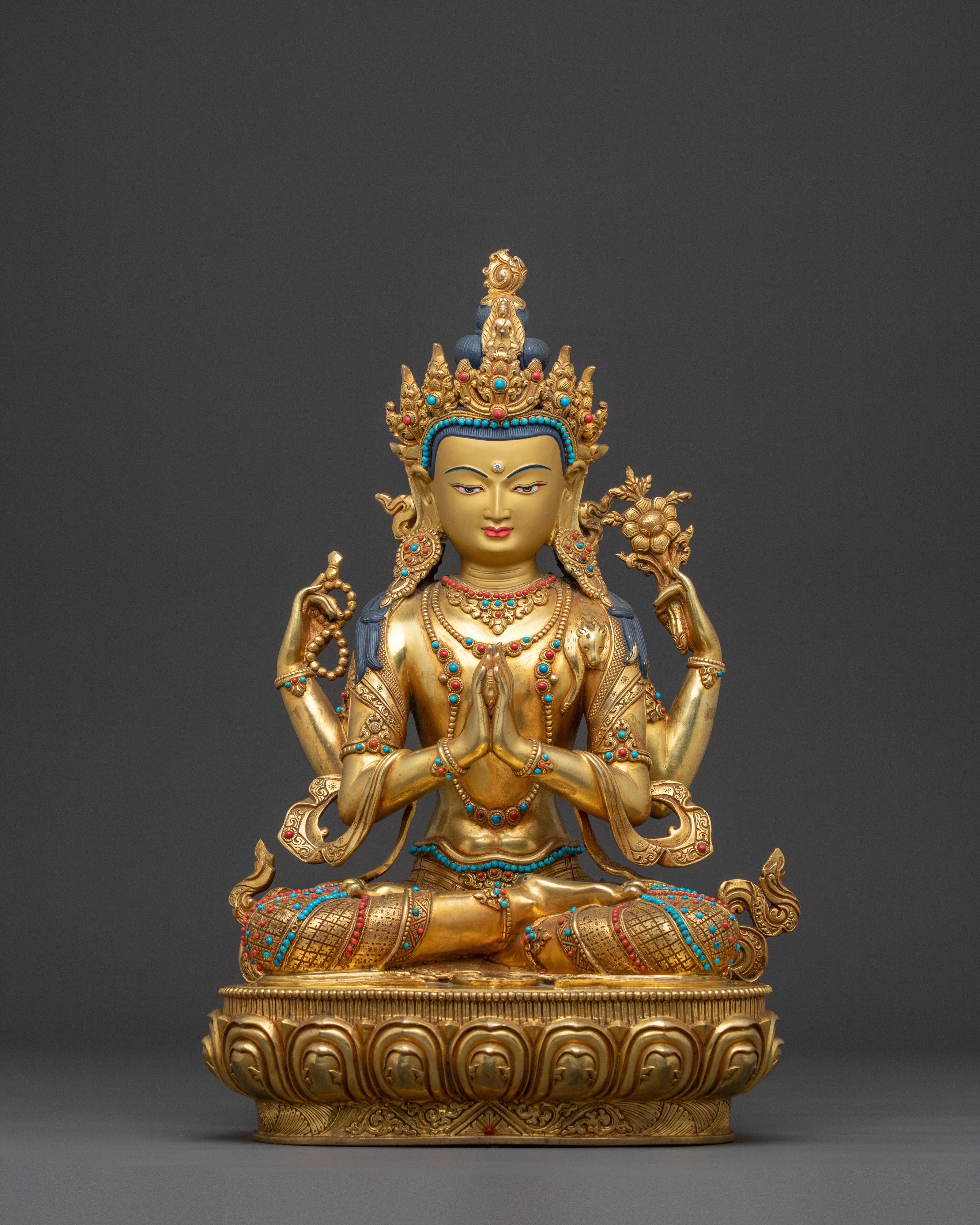 Compassionate Chenrezig Buddha Statue | Gold-Gilded Serenity