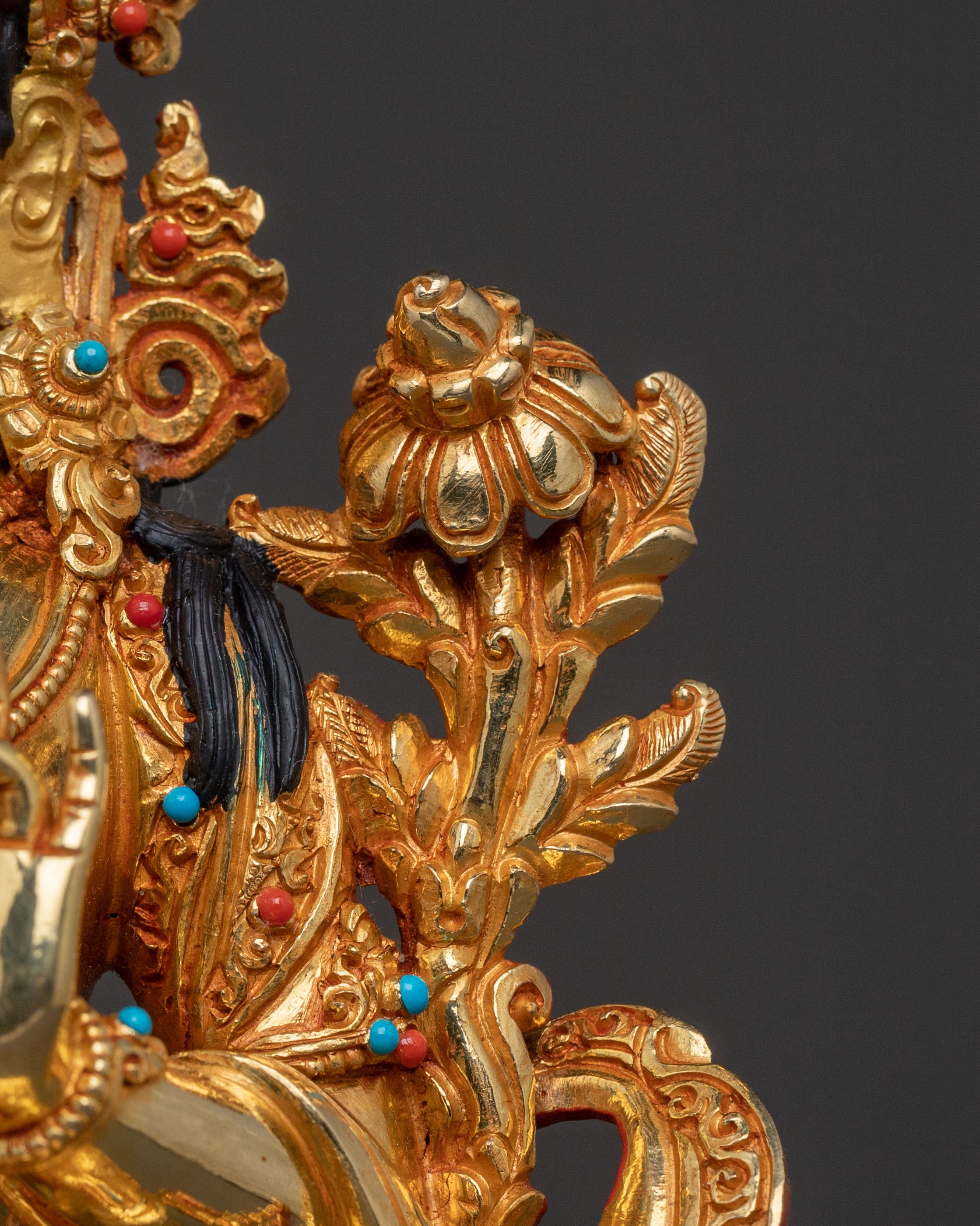 Green Tara Goddess Icon | 24K Gold Gilded Statue