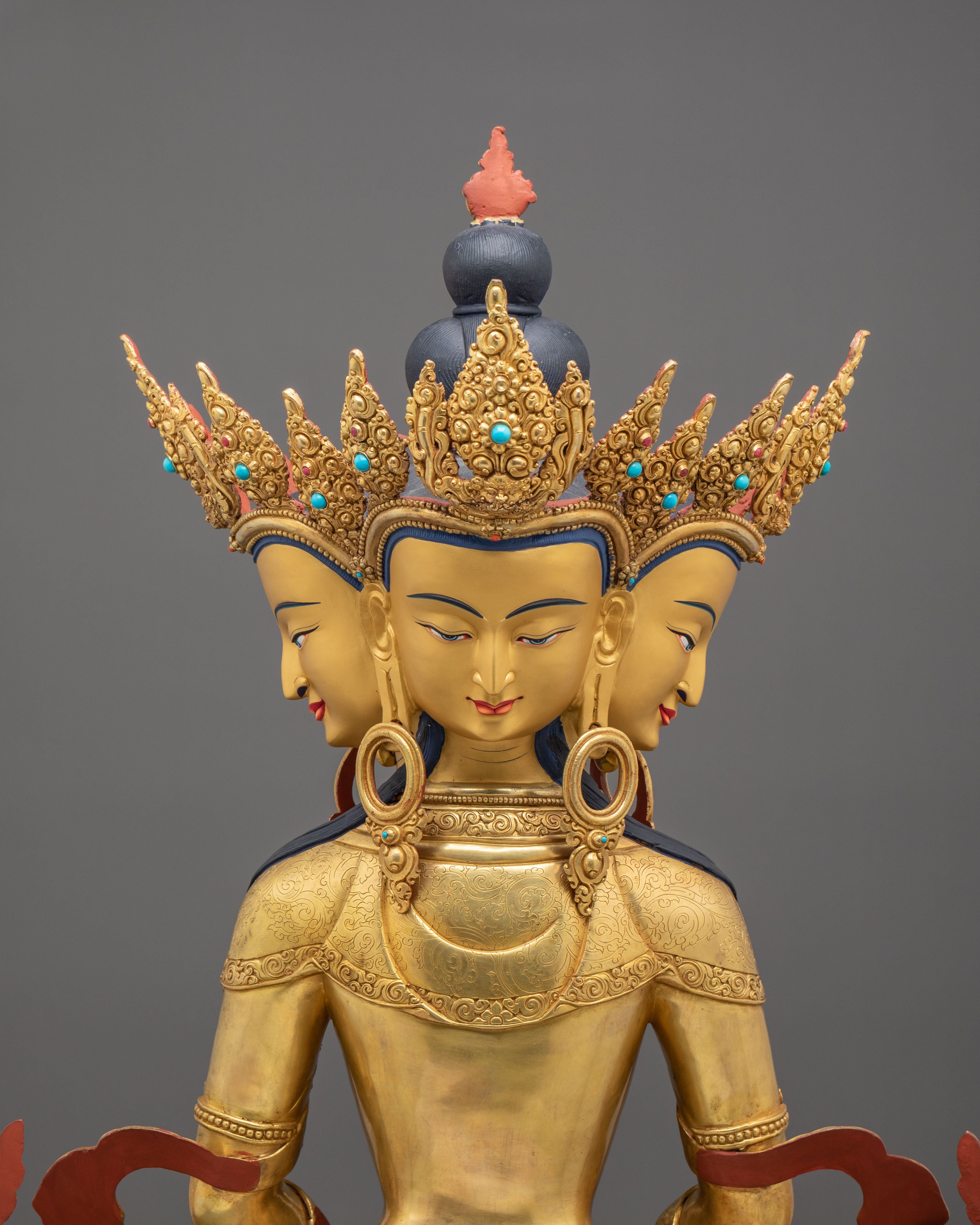 Handmade Vairocana Sculpture | Gilded Serenity