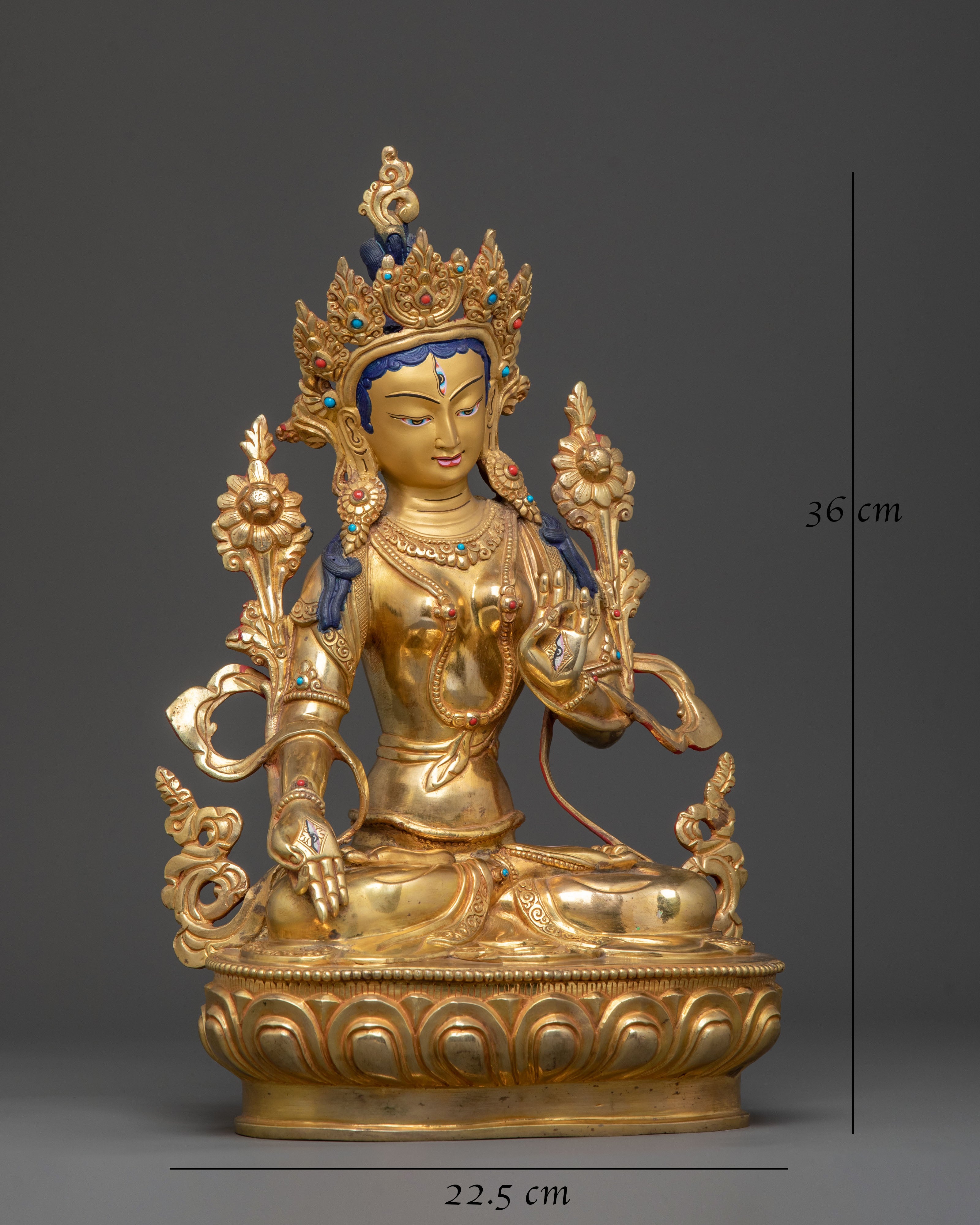 White Tara Statue | 24K Gold Gilded