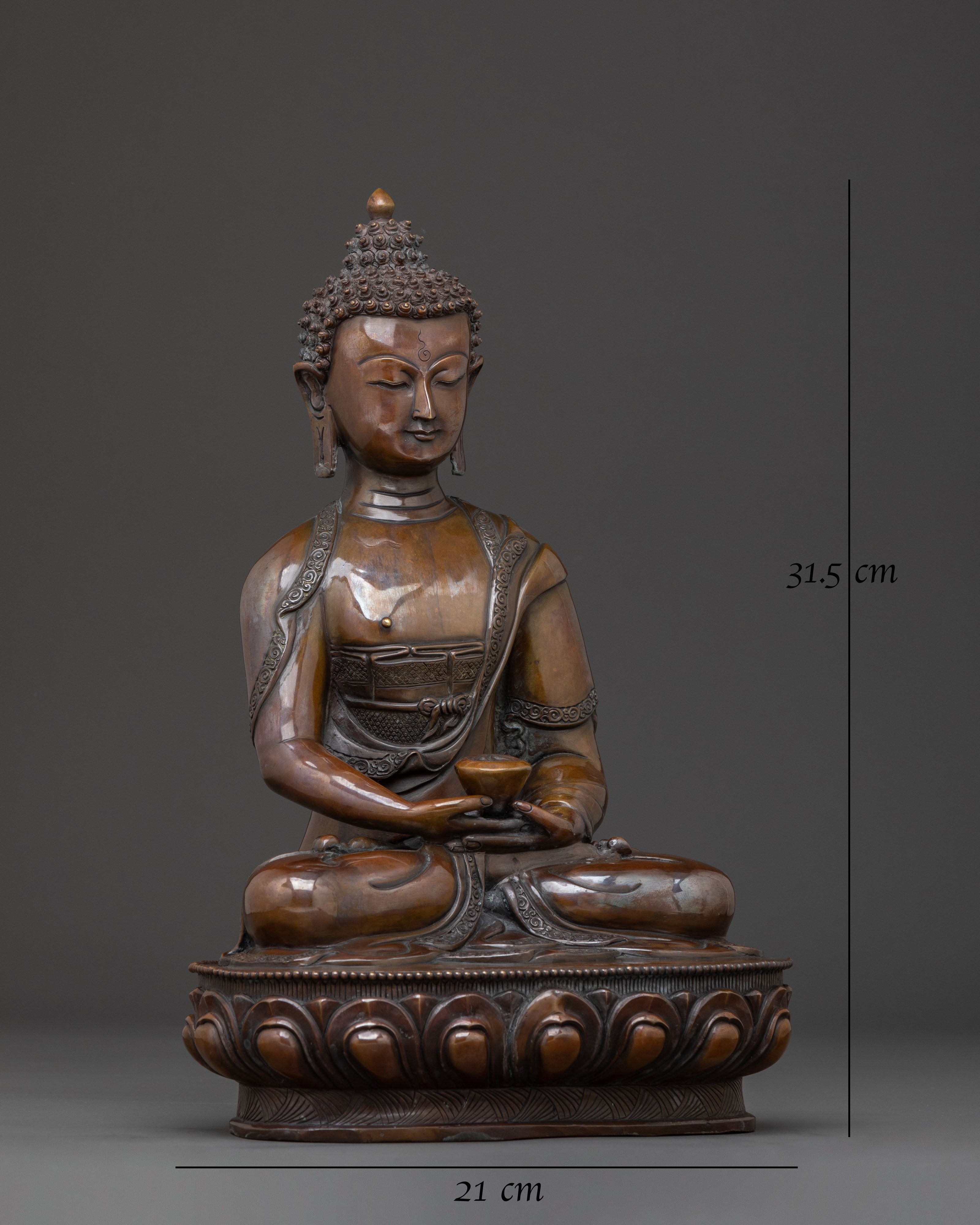 Amitabha Buddha Statue Infinite Light in Oxidized Copper