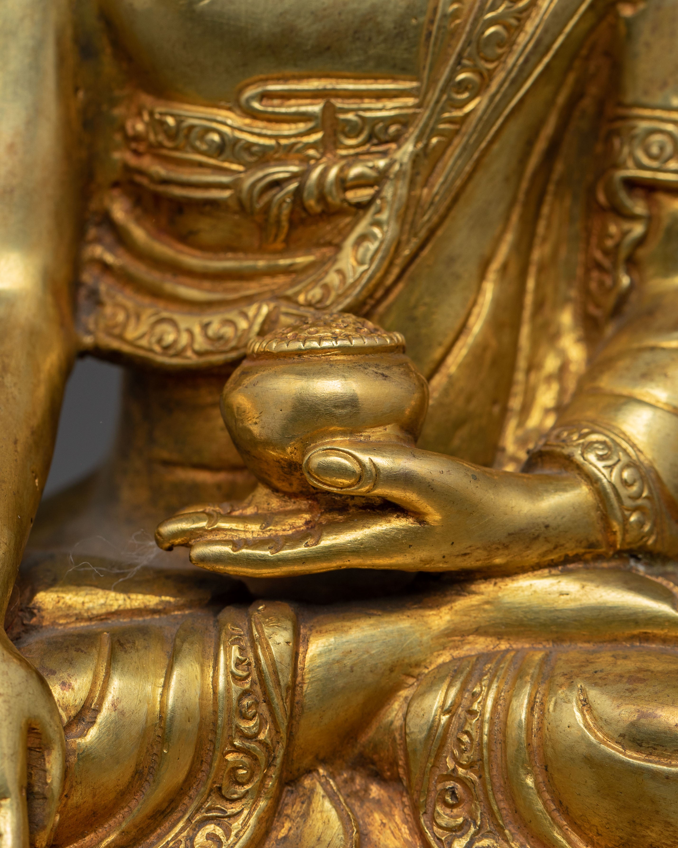 Gold Gilded Shakyamuni Buddha Sculpture | Symbol of Peace and Enlightenment