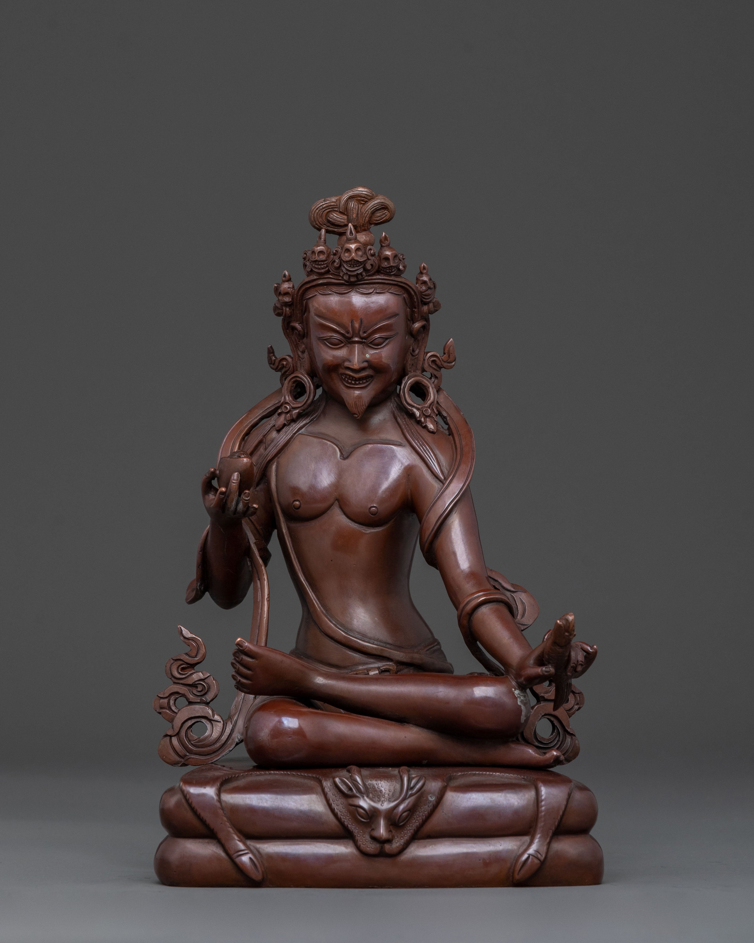 Buddhist Master Tilopa Statue in Oxidized Copper